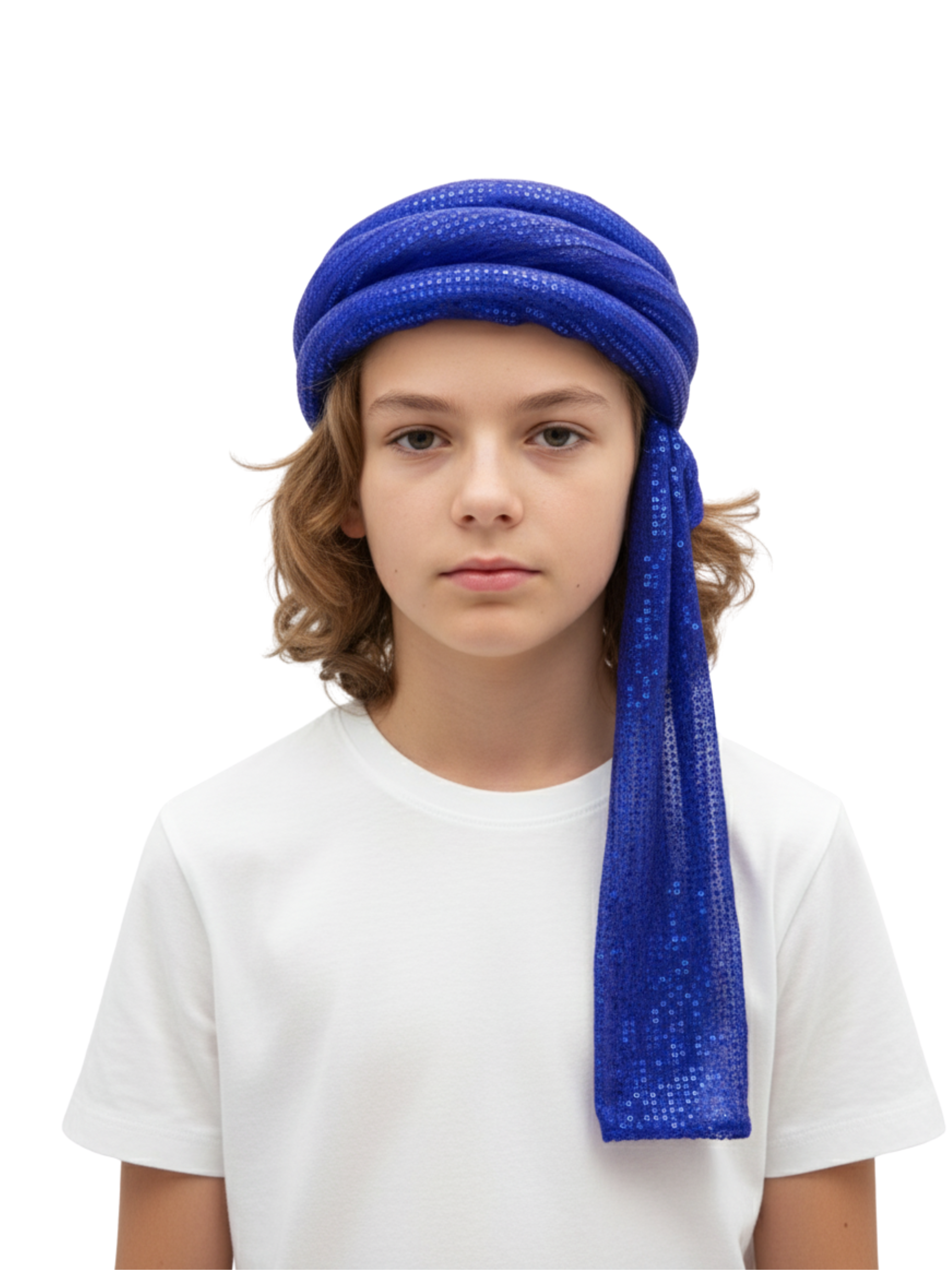 Arabian Sequin Turban for Men & Kids | Shiny Fancy Dress Headwear | Available in 6 Colors – Blue, Golden, Black, Pink, Red, Green