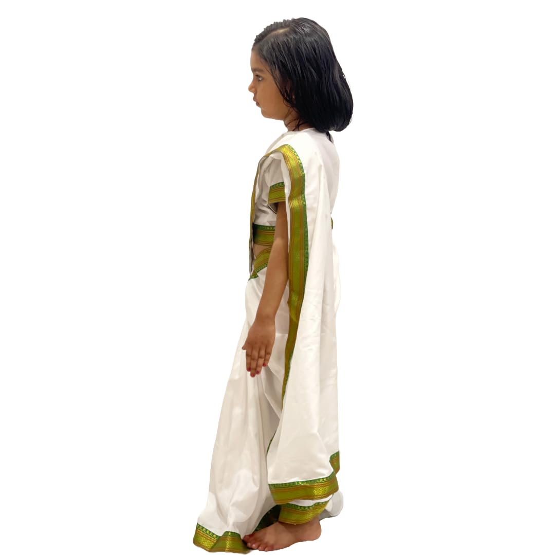 Indira Gandhi Costume for Kids | Traditional White Saree with Blouse
