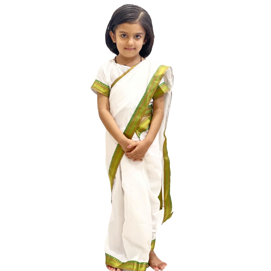 Indira Gandhi Costume for Kids | Traditional White Saree with Blouse