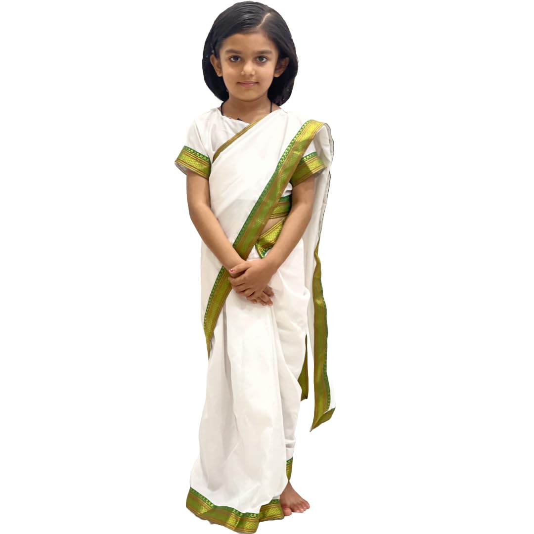 Indira Gandhi Costume for Kids | Traditional White Saree with Blouse