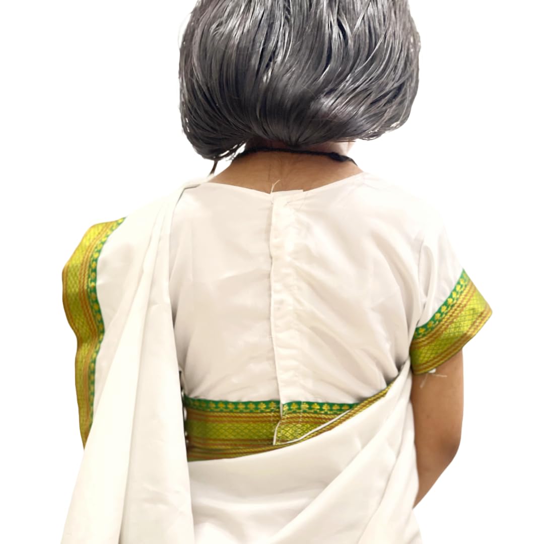 Indira Gandhi Costume for Kids | Traditional White Saree with Blouse
