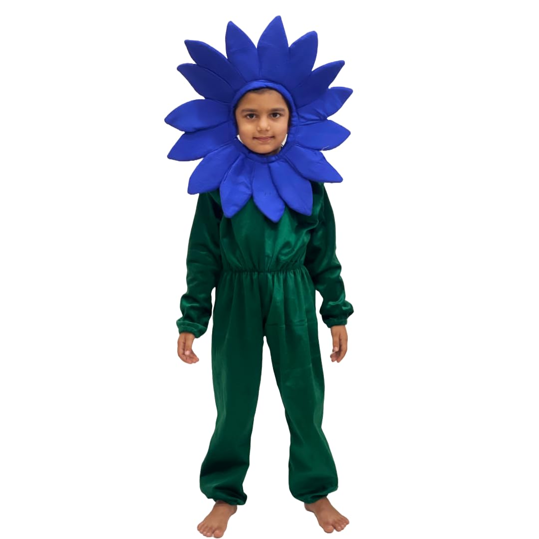 Kids Flower Costume, Premium Velvet Jumpsuit with Floral Headpiece, Available in Pink/Yellow/Red/blue/Purple