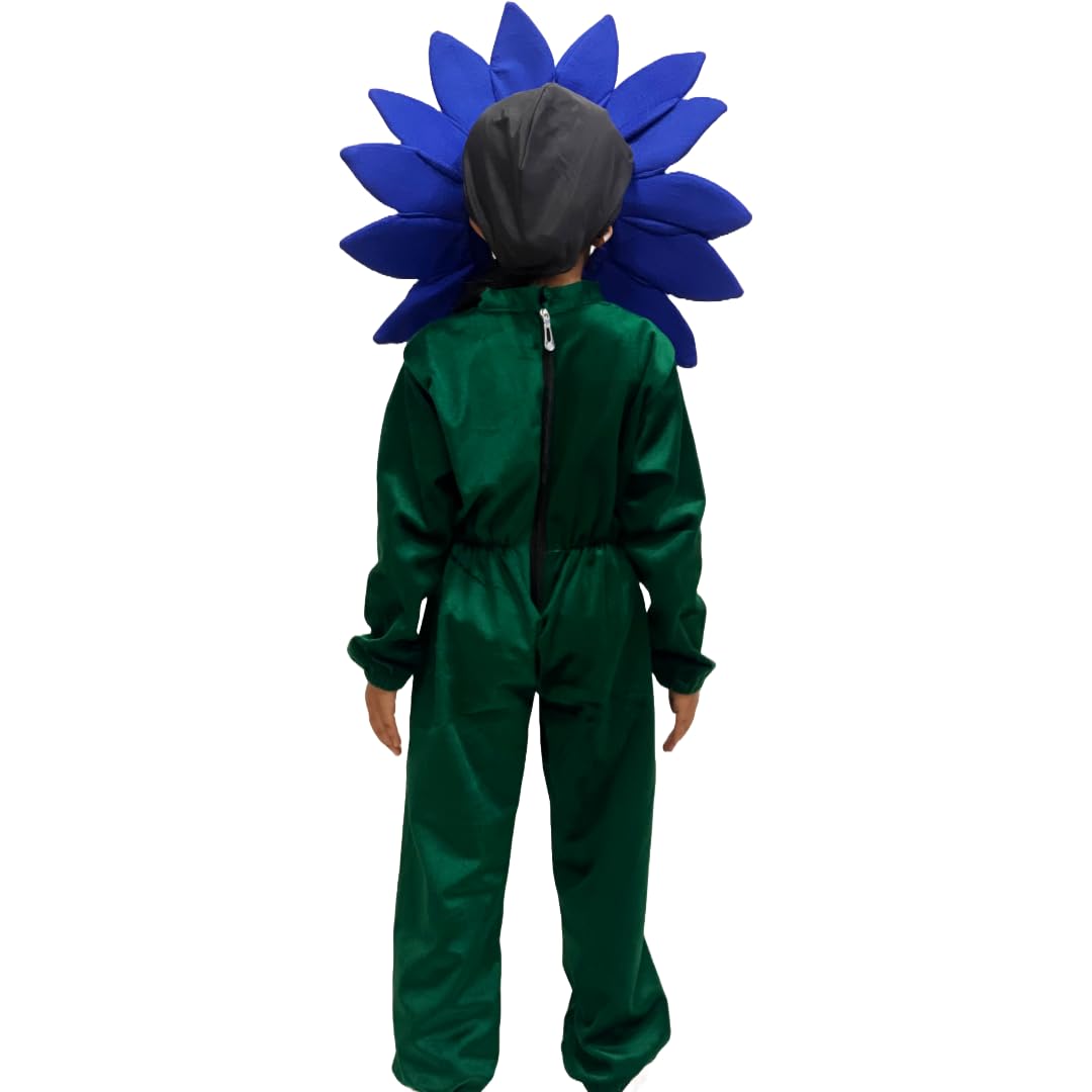 Kids Flower Costume, Premium Velvet Jumpsuit with Floral Headpiece, Available in Pink/Yellow/Red/blue/Purple