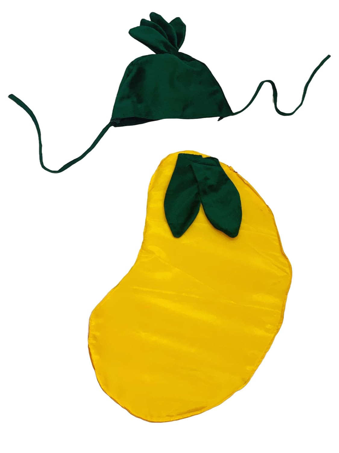 Kids Cloth Mango Fruit Costume with Premium velvet Hat, Yellow and Green, 2-Piece Set