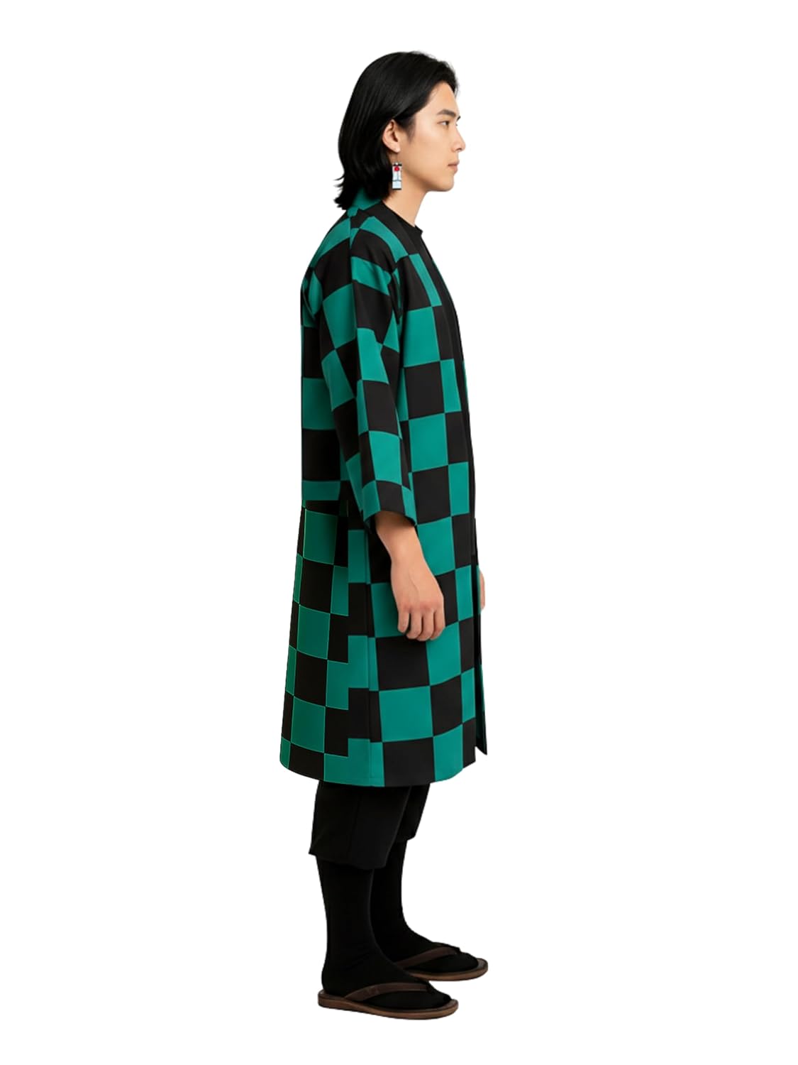 Tanjiro Kamado Kimono with Earrings for Cosplay | Demon-Inspired Costume for Anime Fans  with Premium Gift Box