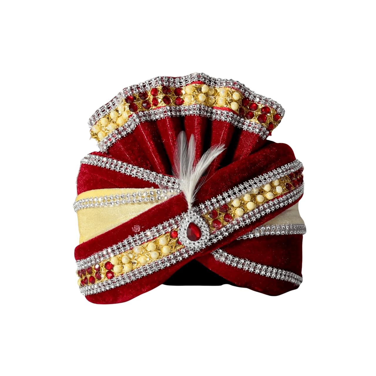 Mahroon Embroidered Safa for Men's Wedding, Red and Gold Wedding safa, Authentic Premium safa