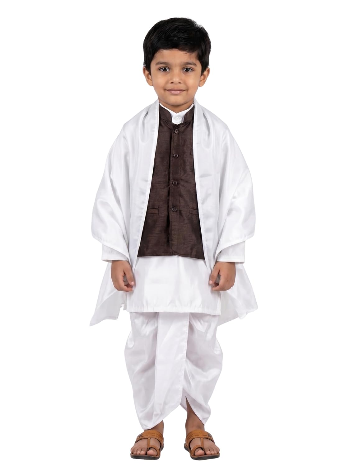 Sardar Vallabhbhai Patel Fancy Dress Costume for Kids | National Leader Costume Set | Kurta, Dhoti, Jacket & Shawl | Independence Day | Republic Day| Boys & Girls
