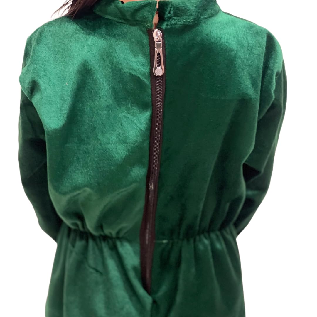 Premium Velvet Green Plant Jumpsuit for Kids – Fancy Dress Costume for School Events & Stage Shows