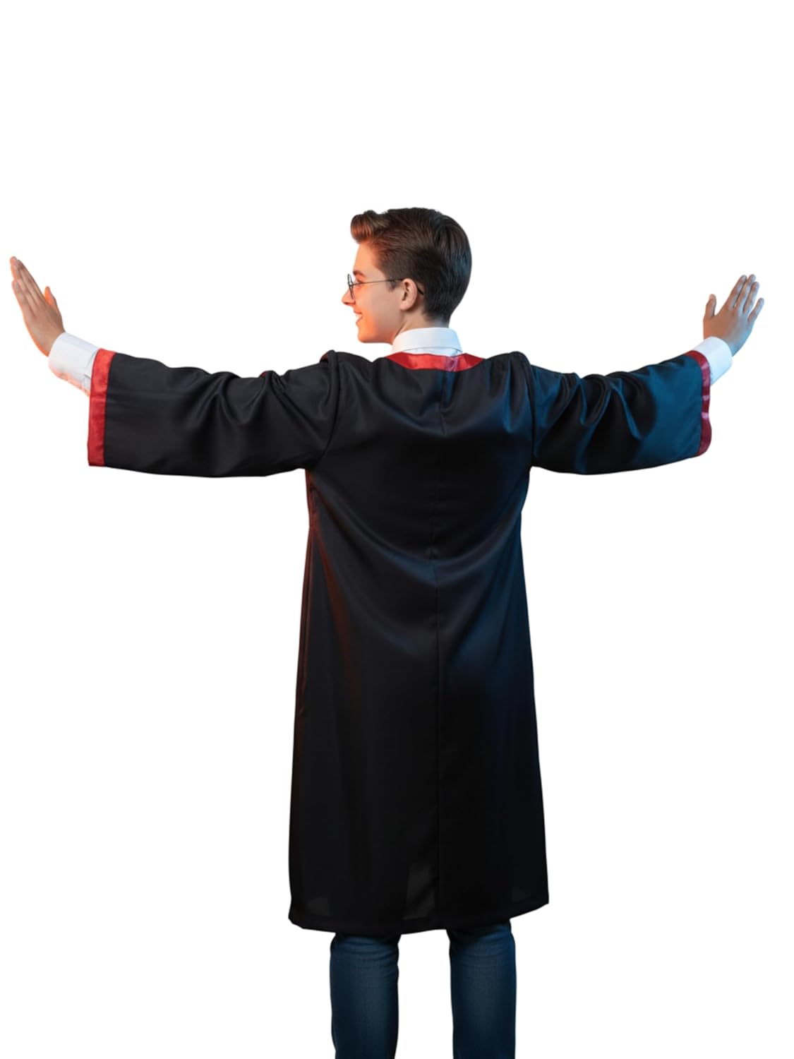 Harry Potter Costume Kit for Kids | Wizard Robe with Magic Wand & Round Glasses | Hogwarts Style Fancy Dress for Boys & Girls | Halloween, Cosplay & Theme Party Outfit