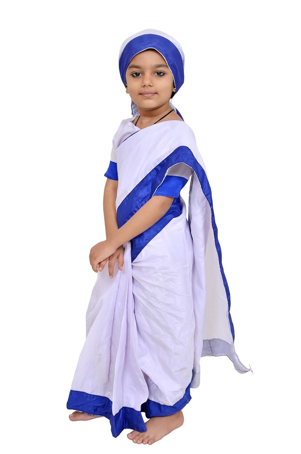 Mother Teresa dress for kids ready mate sari with scarf and silver cross