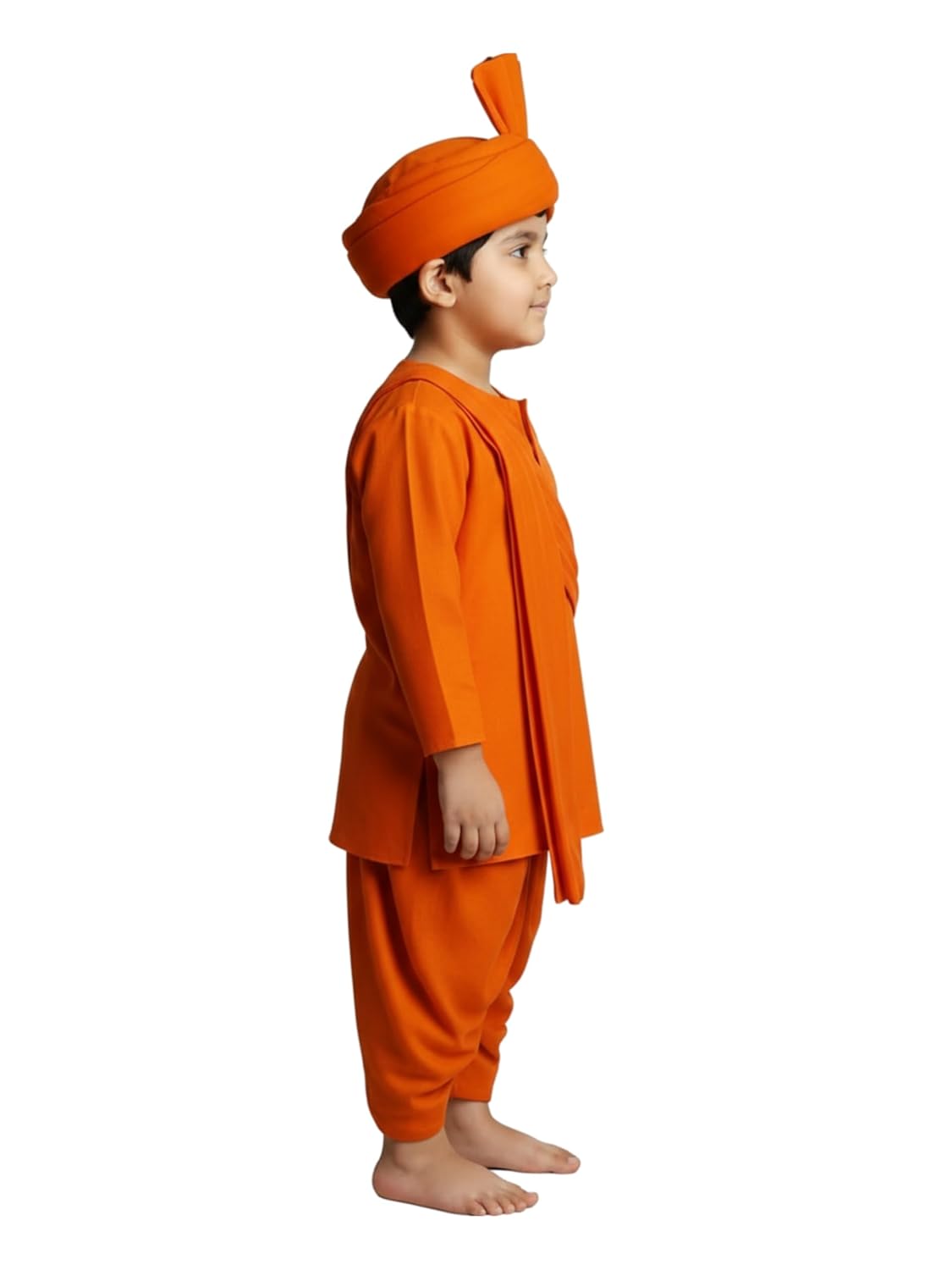 Swami Vivekananda Costume for Kids, Orange Kurta Dhoti Dress with Pagdi, Fancy Dress for Annual Functions, School Events, Independence Day & Cultural Programs