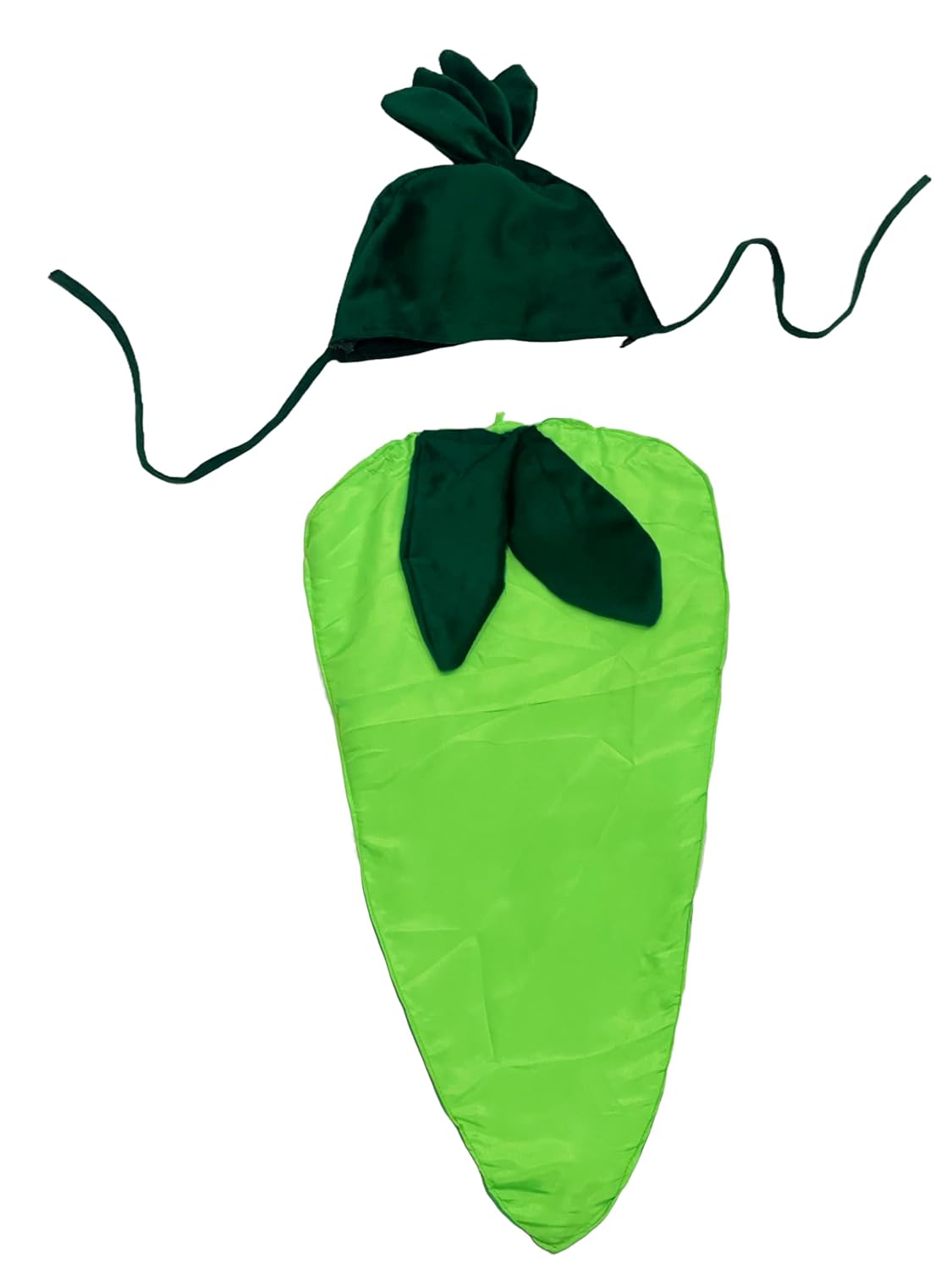 Green Chilly Costume for Kids –  Velvet Leaf Cap & Lightweight Polycotton Chilli Body
