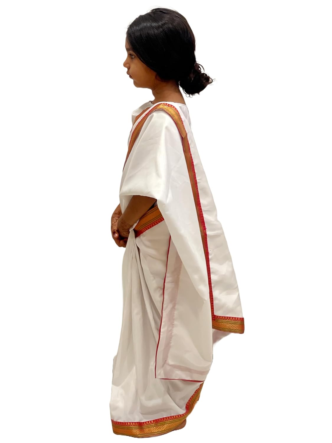Sarojini Naidu Costume for Girls |White Saree with Border | Freedom Fighter  Outfit