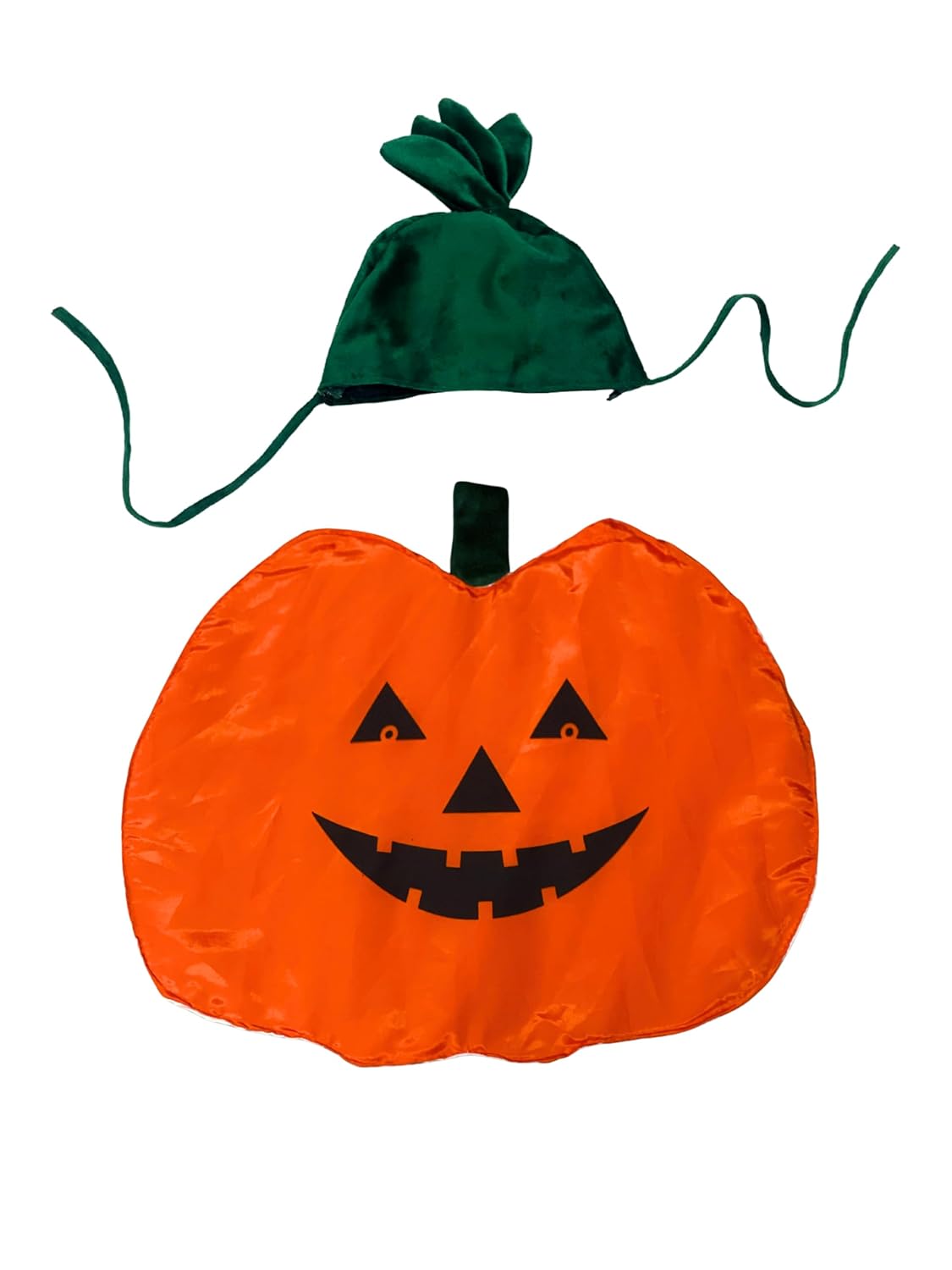 Halloween Pumpkin Costume Cutout with Green Leaf Cap for Kids | Jack-O’-Lantern Dress for Fancy Dress, School Events & Halloween Party