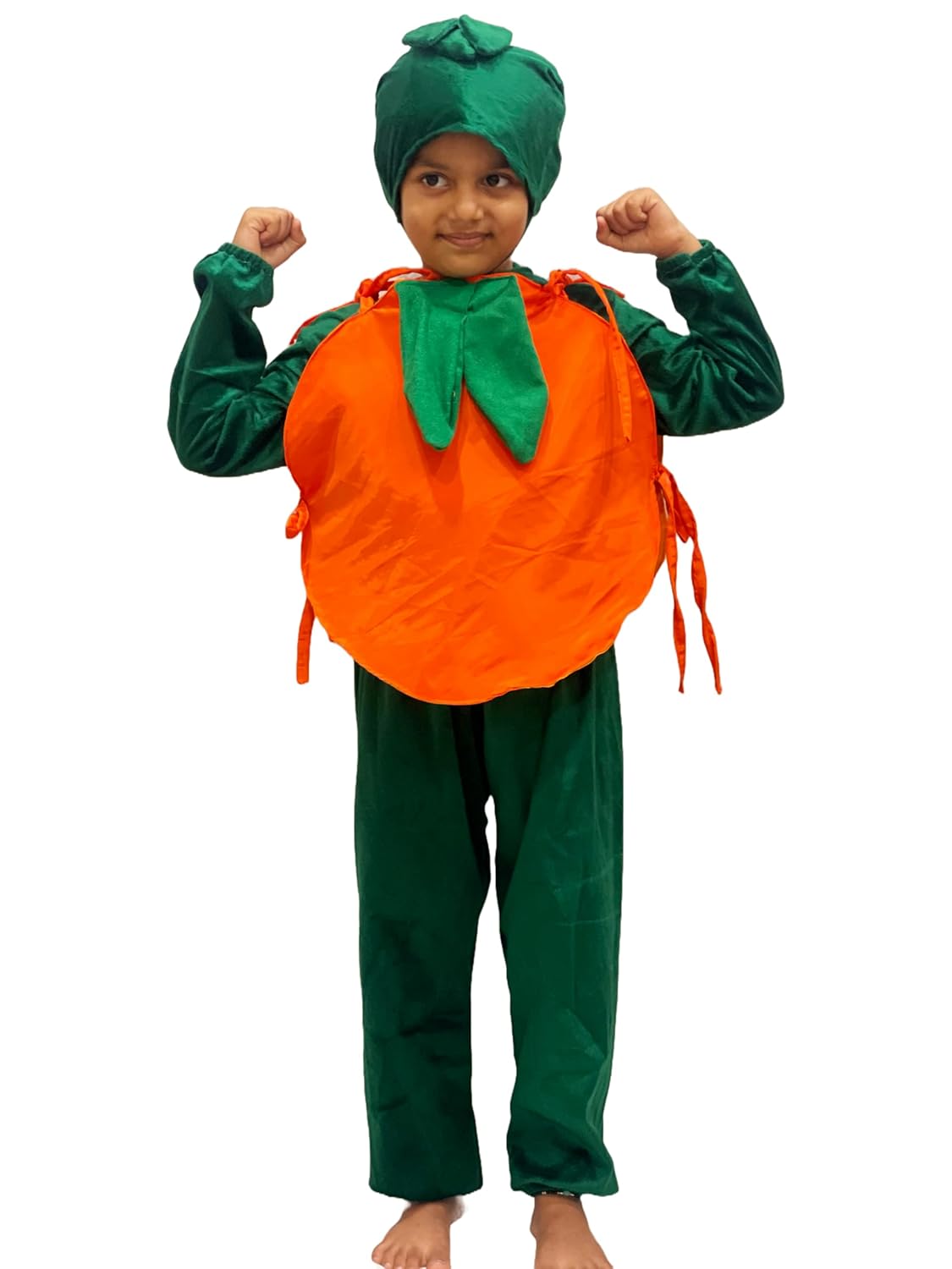 Kids Orange Fruit Costume | Orange body shape with green leafy cap