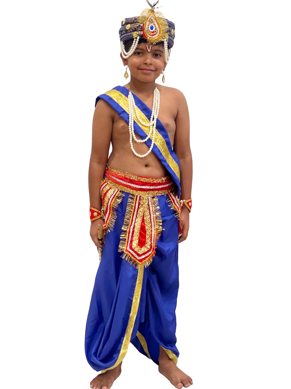 Kids Krishna Gwala Fancy Dress Costume for Janmashtami, School Function-Blue