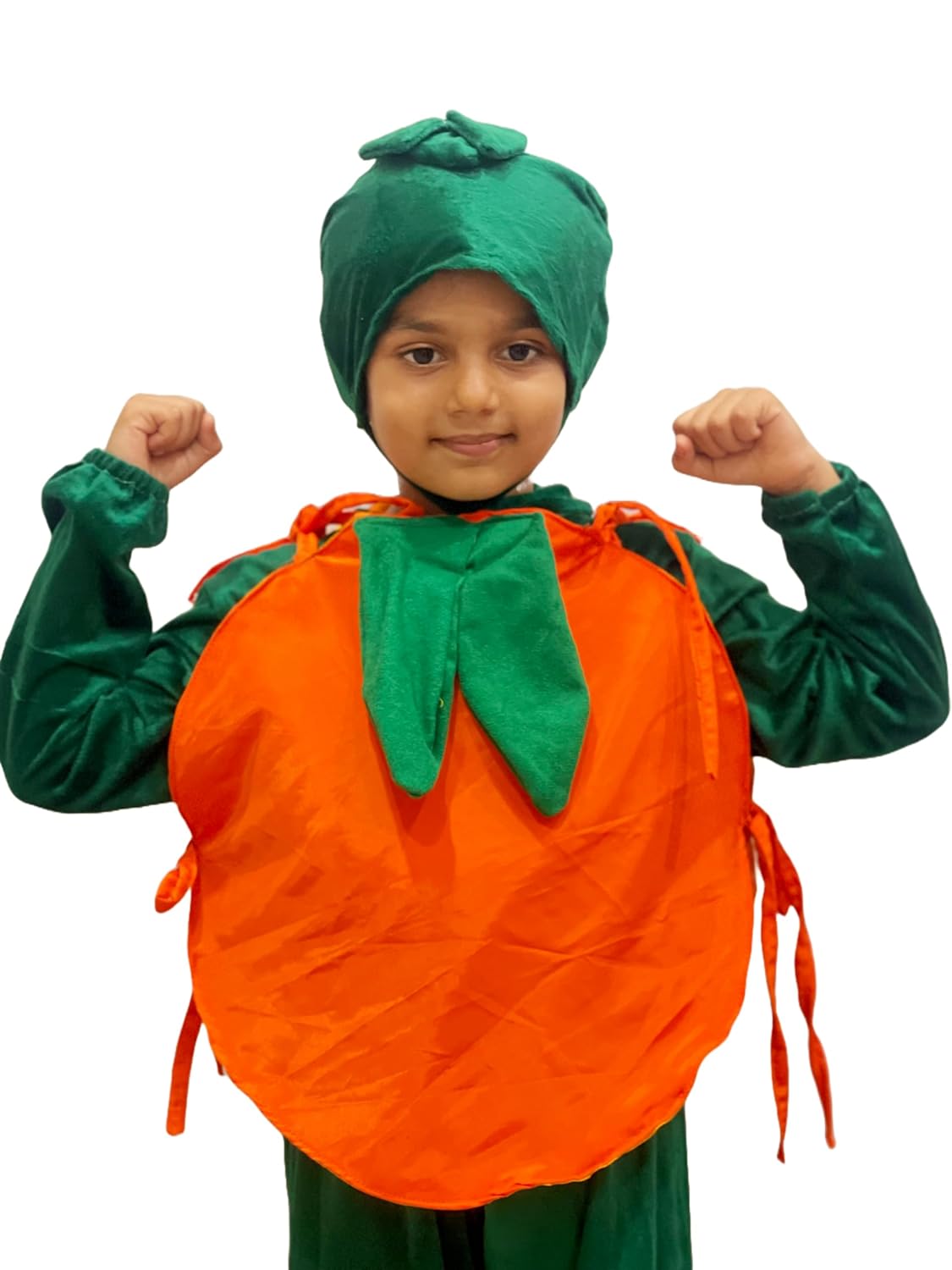 Kids Orange Fruit Costume | Orange body shape with green leafy cap