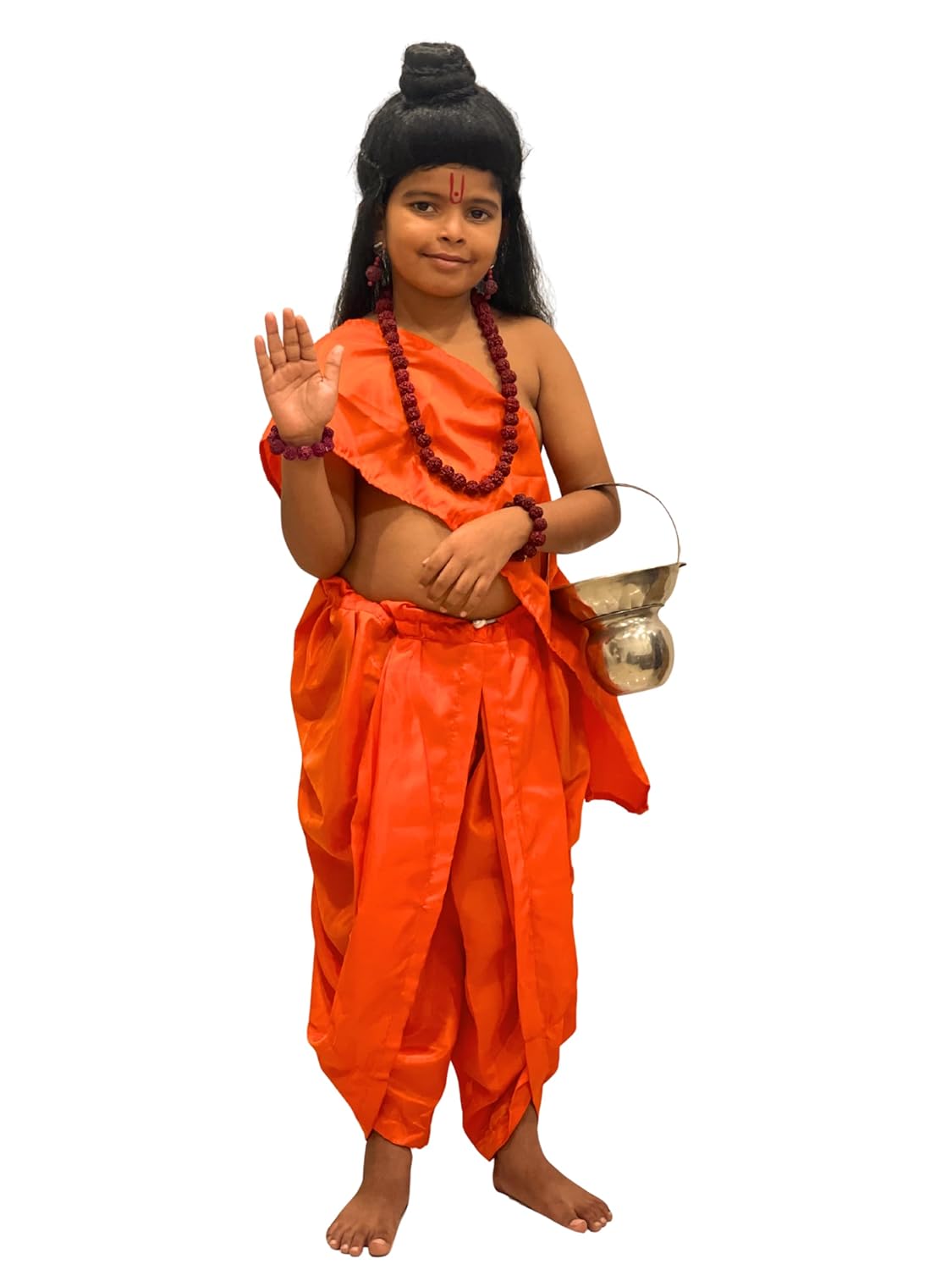 SHIV VESH BHUSHA Sadhu Sant & Brahman Costume for Kids | Indian Saint Fancy Dress for Boys & Girls | Mythological Character Costume for School Functions & Cultural Events