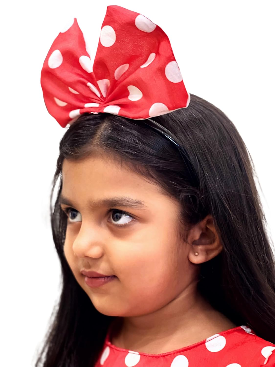 Minnie Mouse Costume Dress for Girls | Red Polka Dot Fancy Dress with Headband