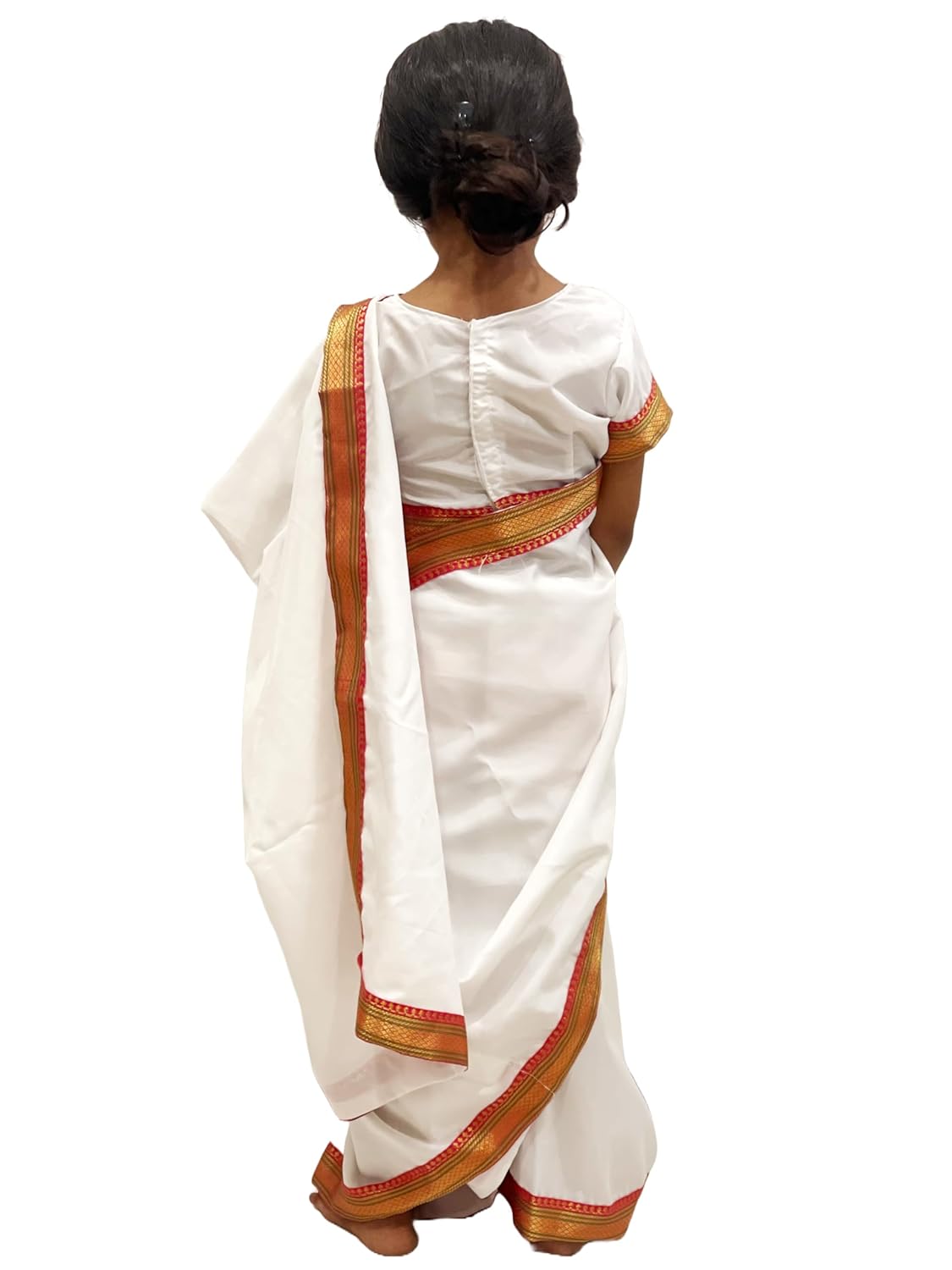 Sarojini Naidu Costume for Girls |White Saree with Border | Freedom Fighter  Outfit