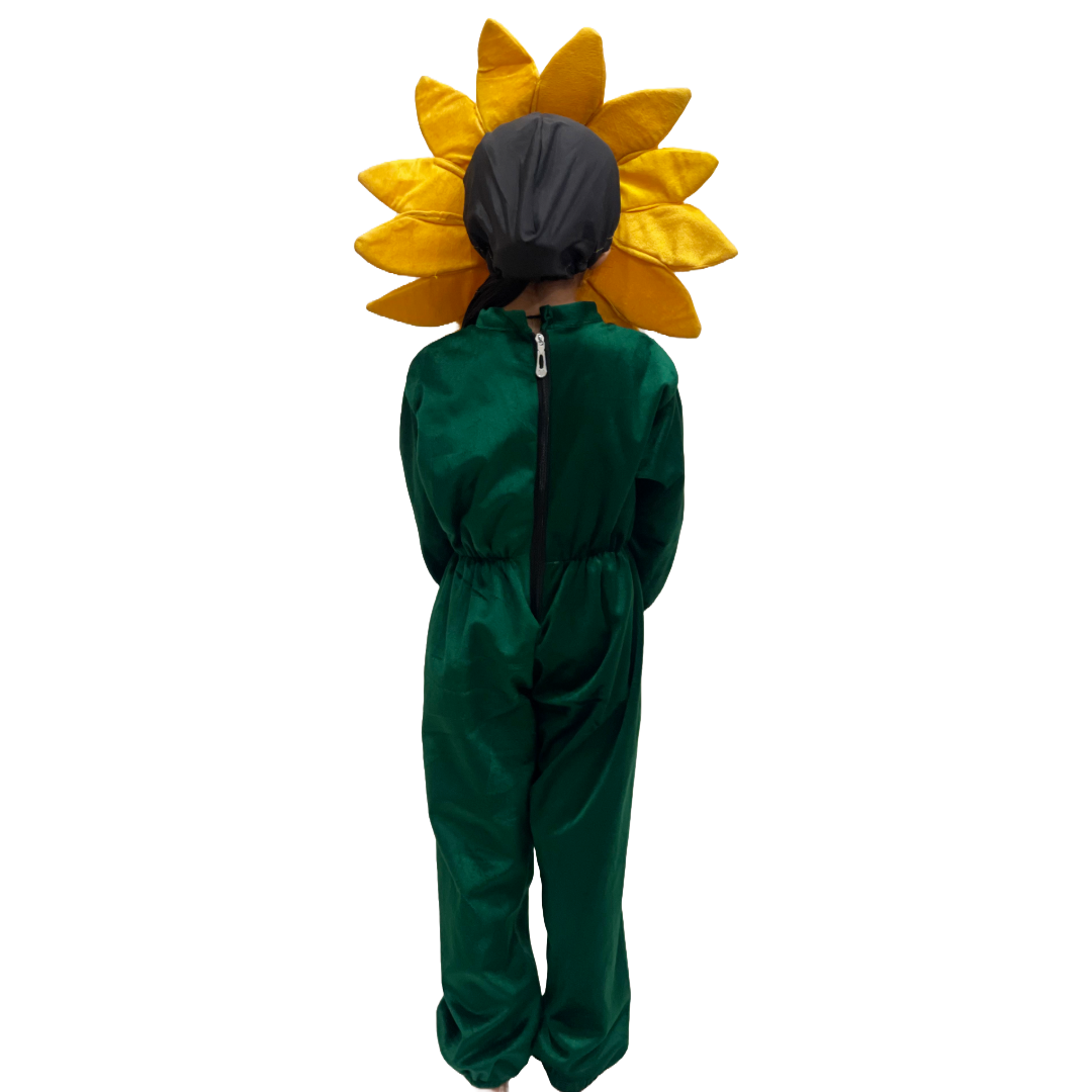 Kids Flower Costume, Premium Velvet Jumpsuit with Floral Headpiece, Available in Pink/Yellow/Red/blue/Purple
