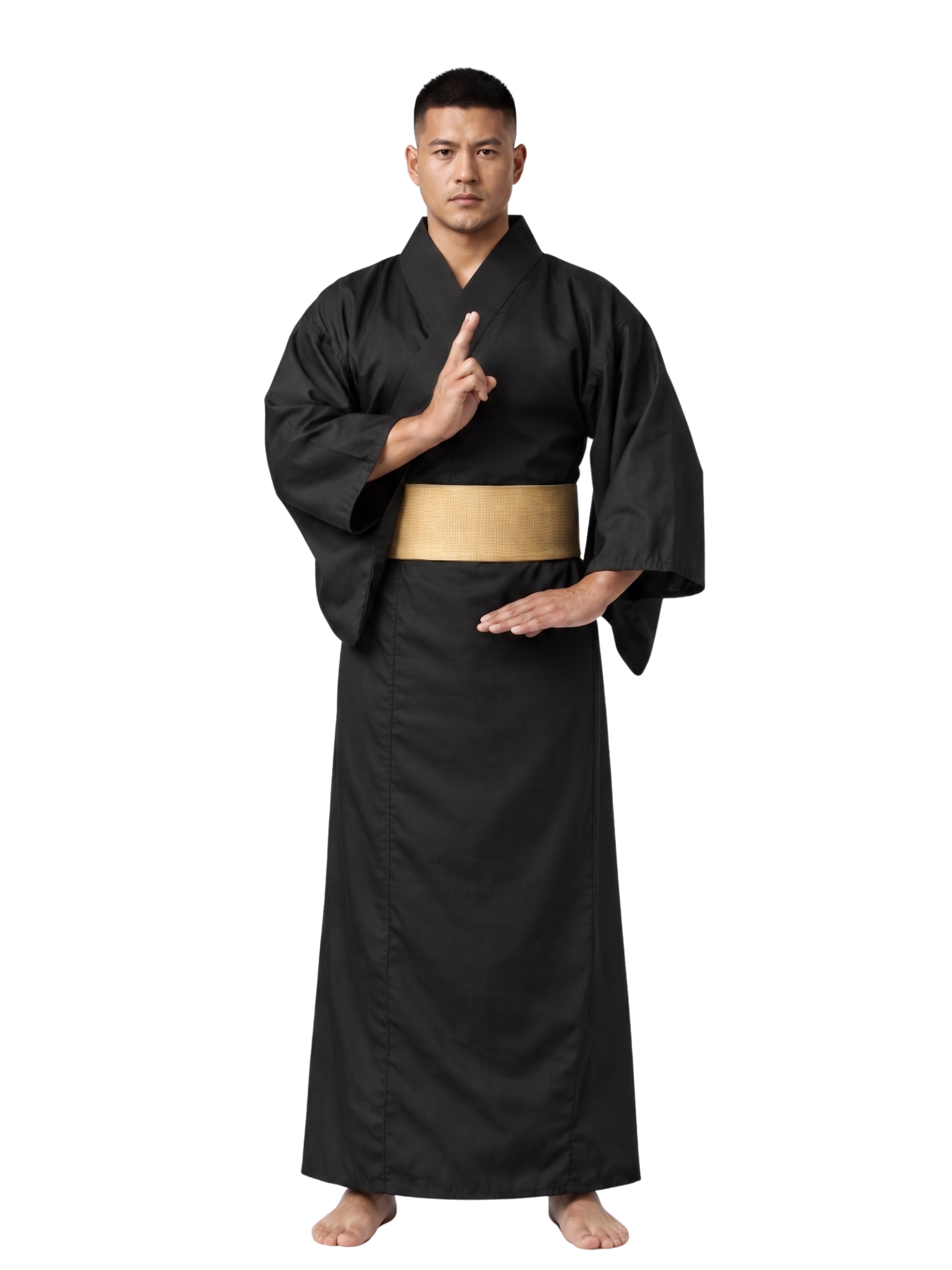 Men’s Japanese Style Kimono Robe Costume with Obi Belt | Full Length Yukata Outfit for Cosplay, Martial Arts, Meditation & Role Play (Royal Blue & Black)