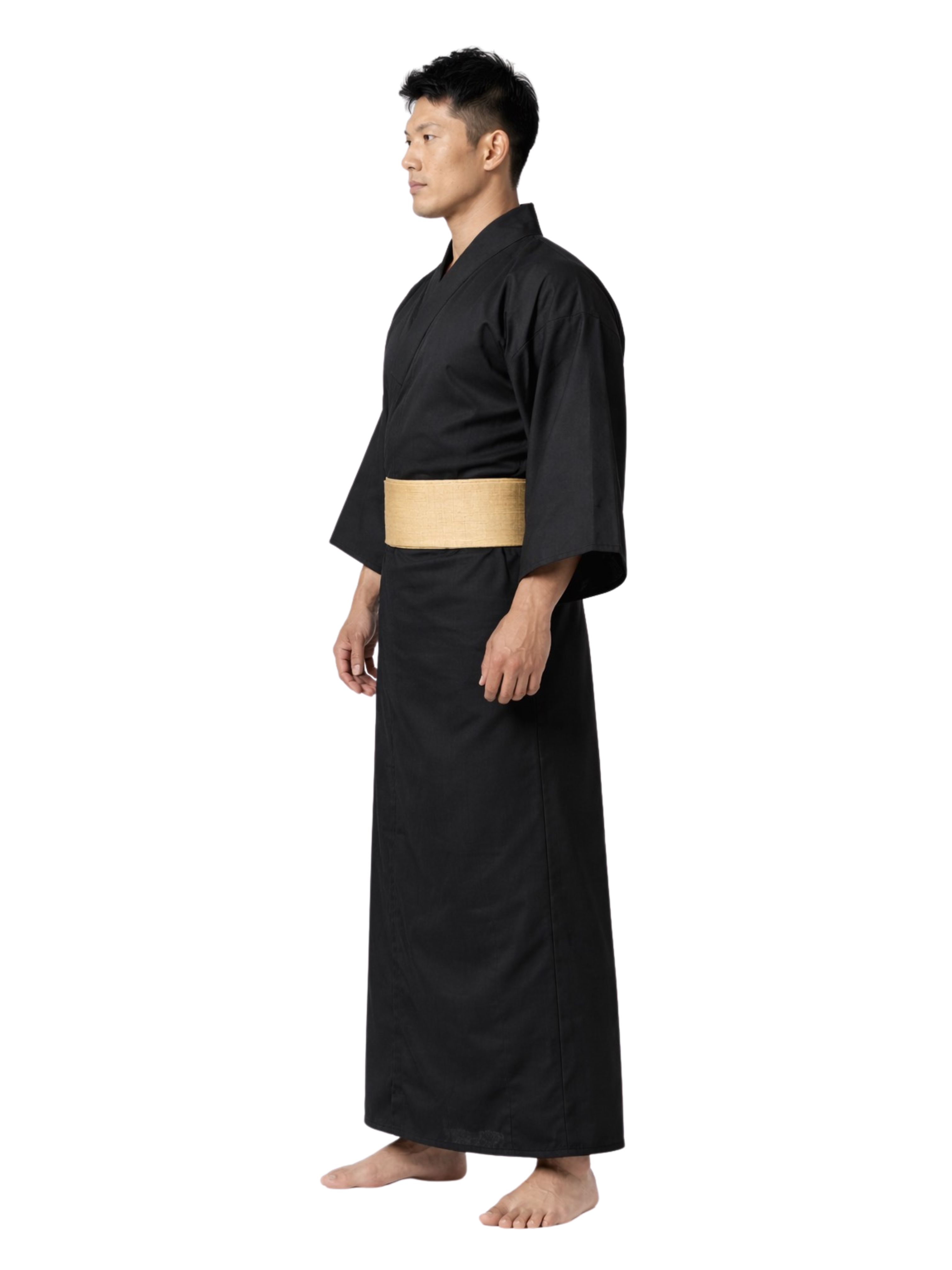 Men’s Japanese Style Kimono Robe Costume with Obi Belt | Full Length Yukata Outfit for Cosplay, Martial Arts, Meditation & Role Play (Royal Blue & Black)