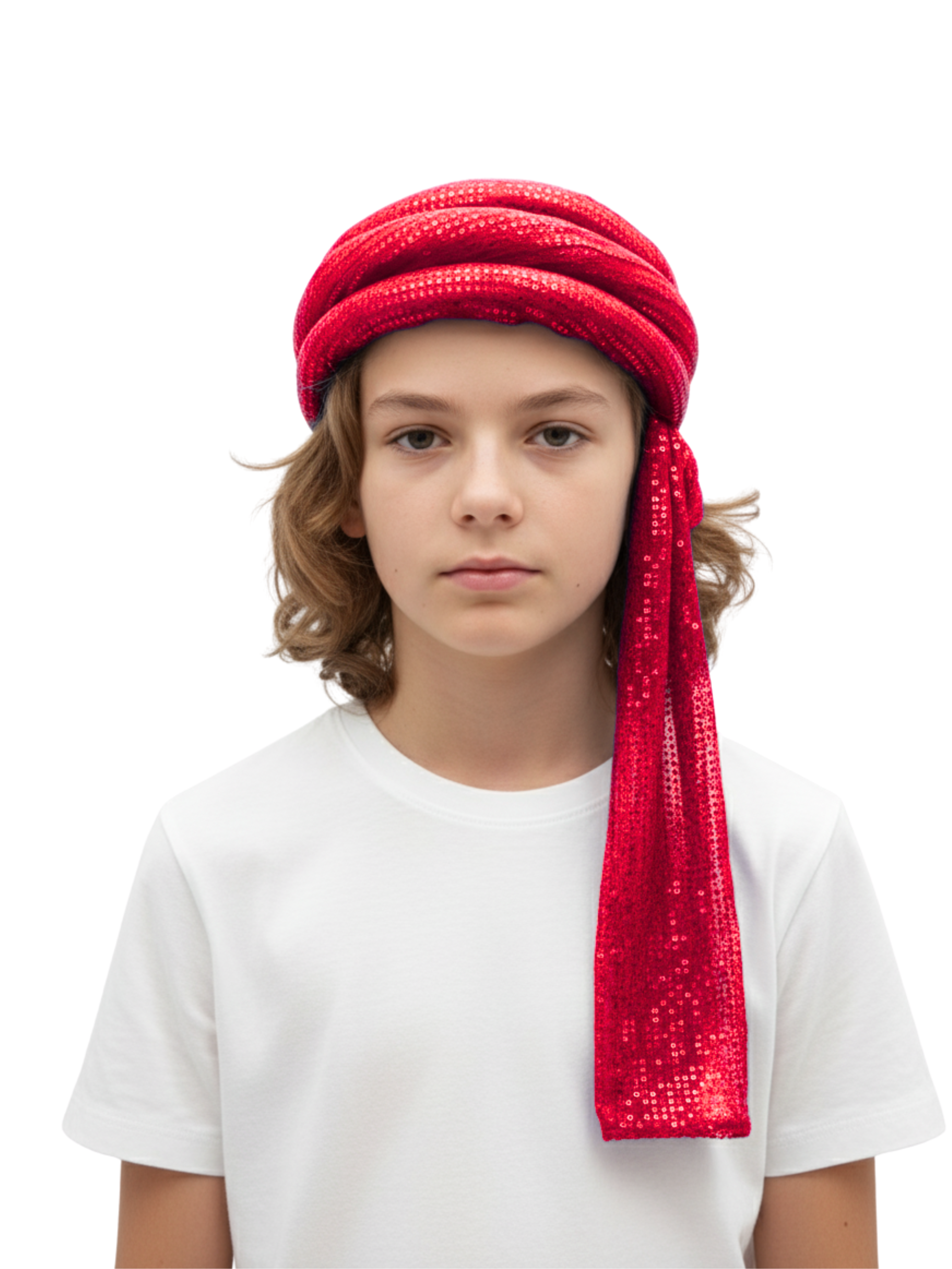 Arabian Sequin Turban for Men & Kids | Shiny Fancy Dress Headwear | Available in 6 Colors – Blue, Golden, Black, Pink, Red, Green