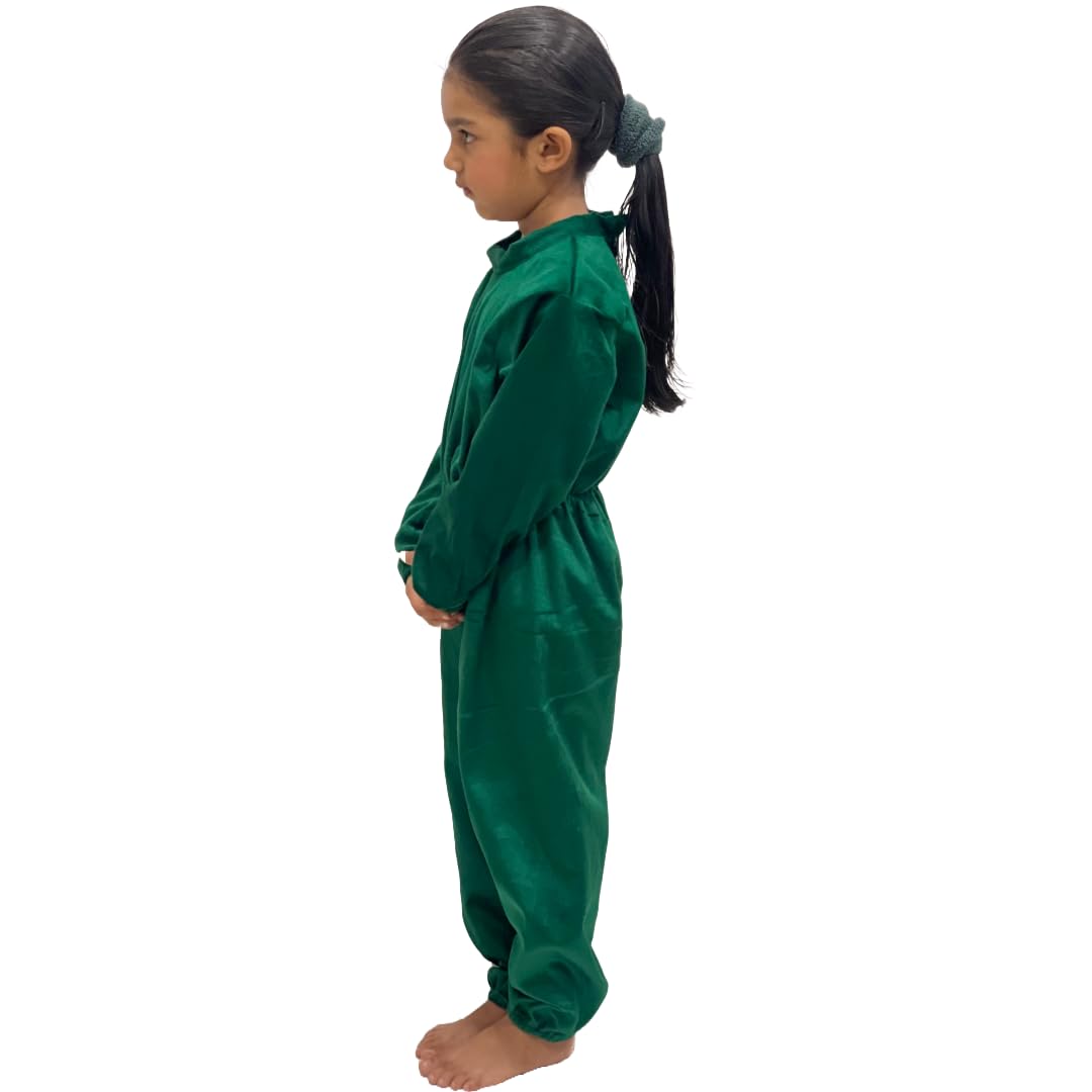 Premium Velvet Green Plant Jumpsuit for Kids – Fancy Dress Costume for School Events & Stage Shows