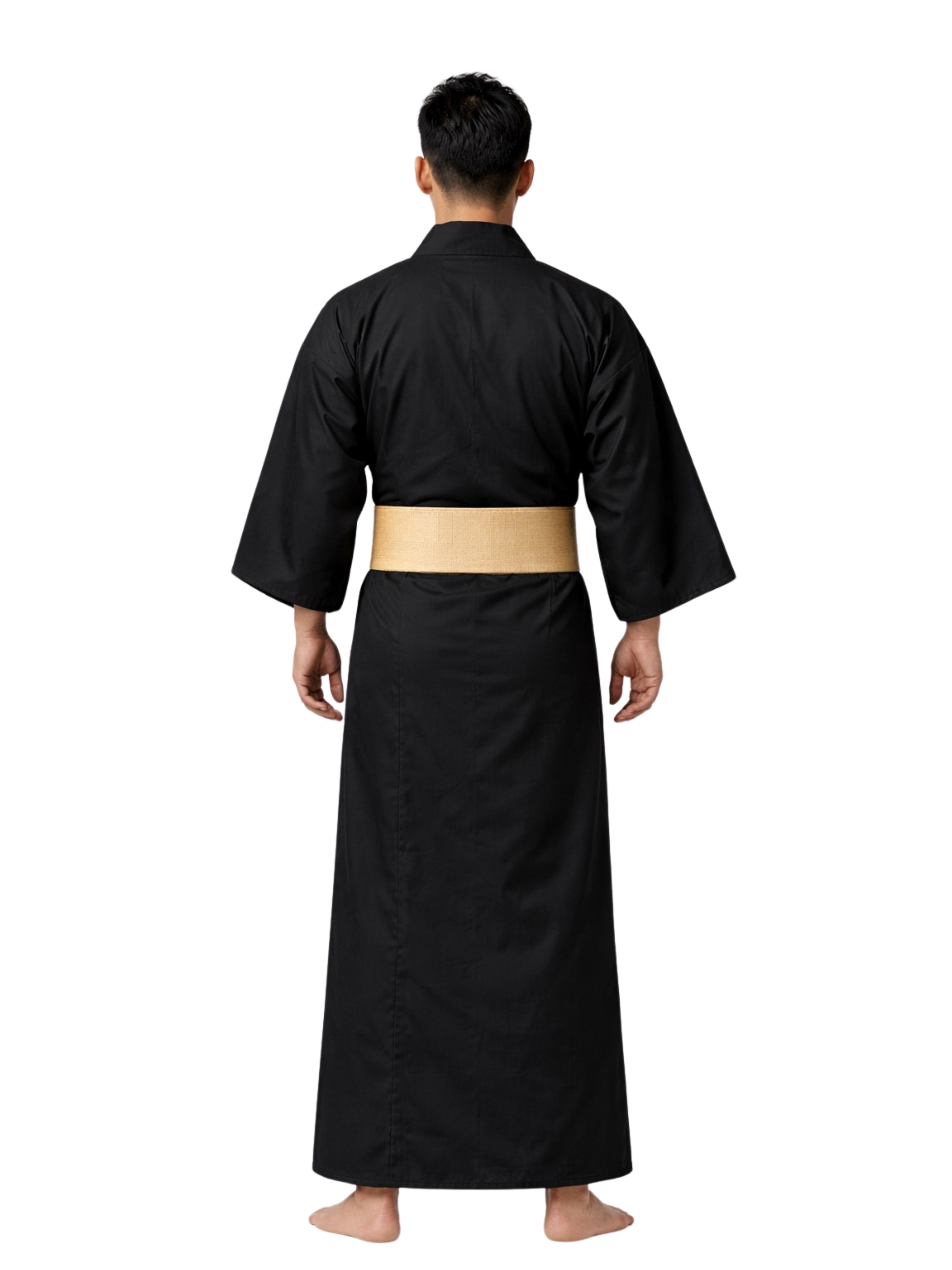 Men’s Japanese Style Kimono Robe Costume with Obi Belt | Full Length Yukata Outfit for Cosplay, Martial Arts, Meditation & Role Play (Royal Blue & Black)