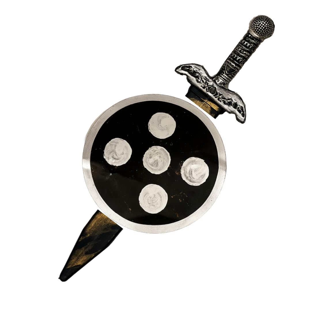 Kids Dhal Talwar Set for Fancy Dress | Indian Warrior Sword & Shield Toy Combo |Safe Plastic Weapon Toy for Kids