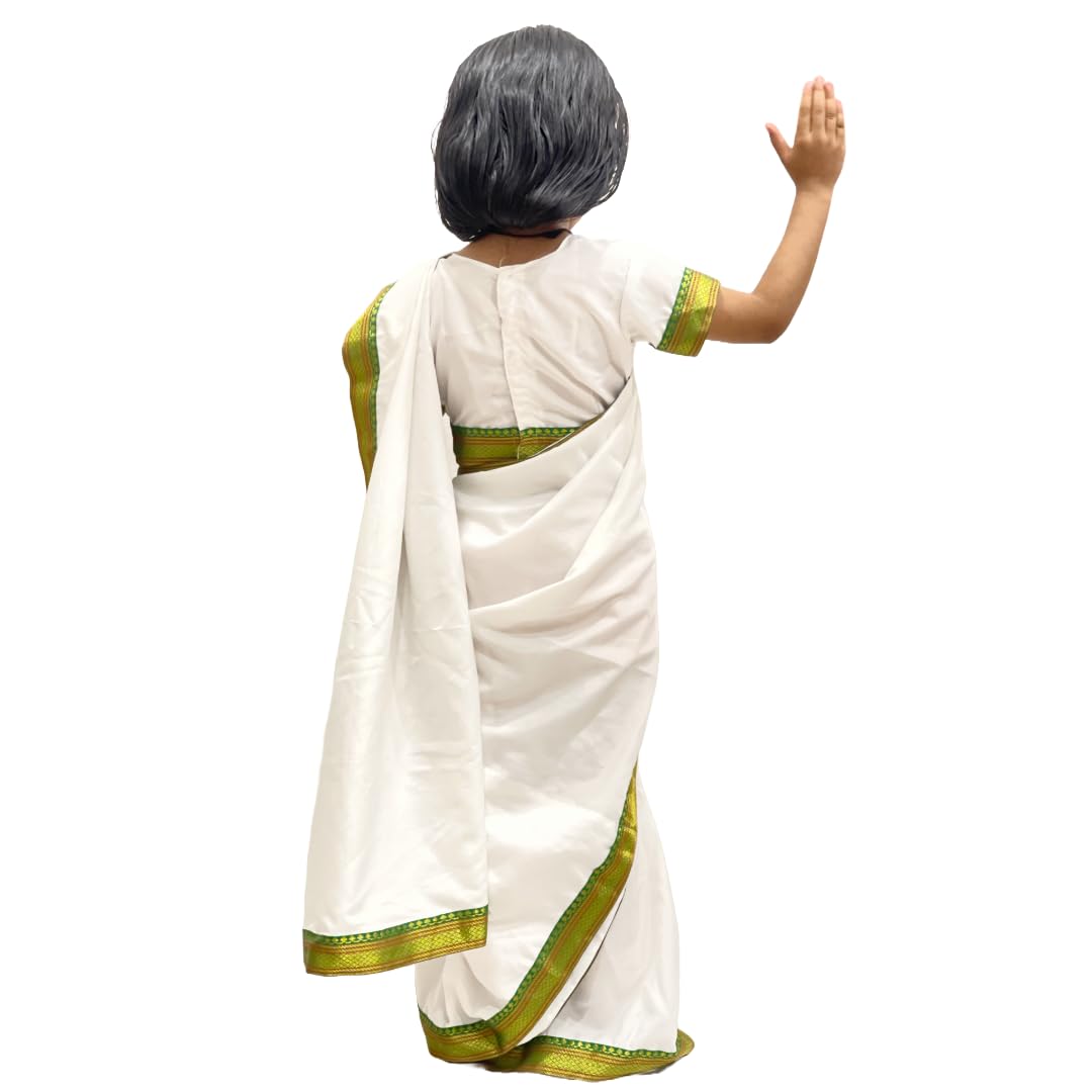 Indira Gandhi Costume for Kids | Traditional White Saree with Blouse
