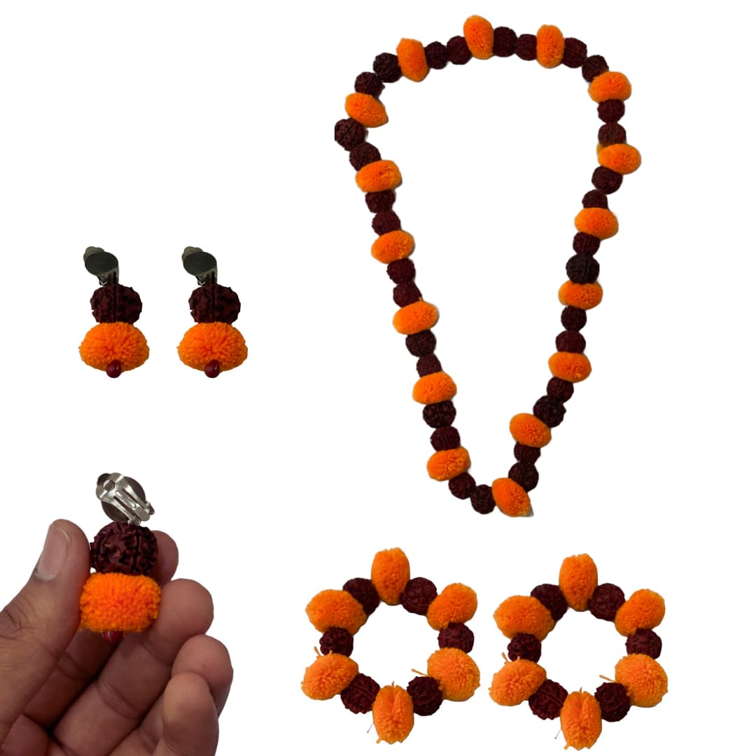 Sita Mata Vanwasi Readymade Saffron Saree with Rudraksh Mala & Accessories