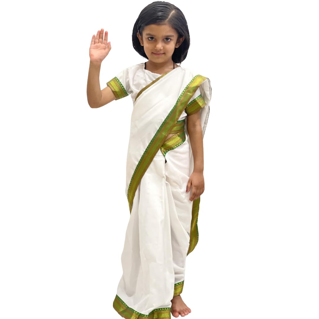 Indira Gandhi Costume for Kids | Traditional White Saree with Blouse
