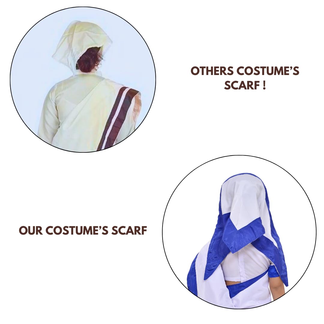 Mother Teresa dress for kids ready mate sari with scarf and silver cross