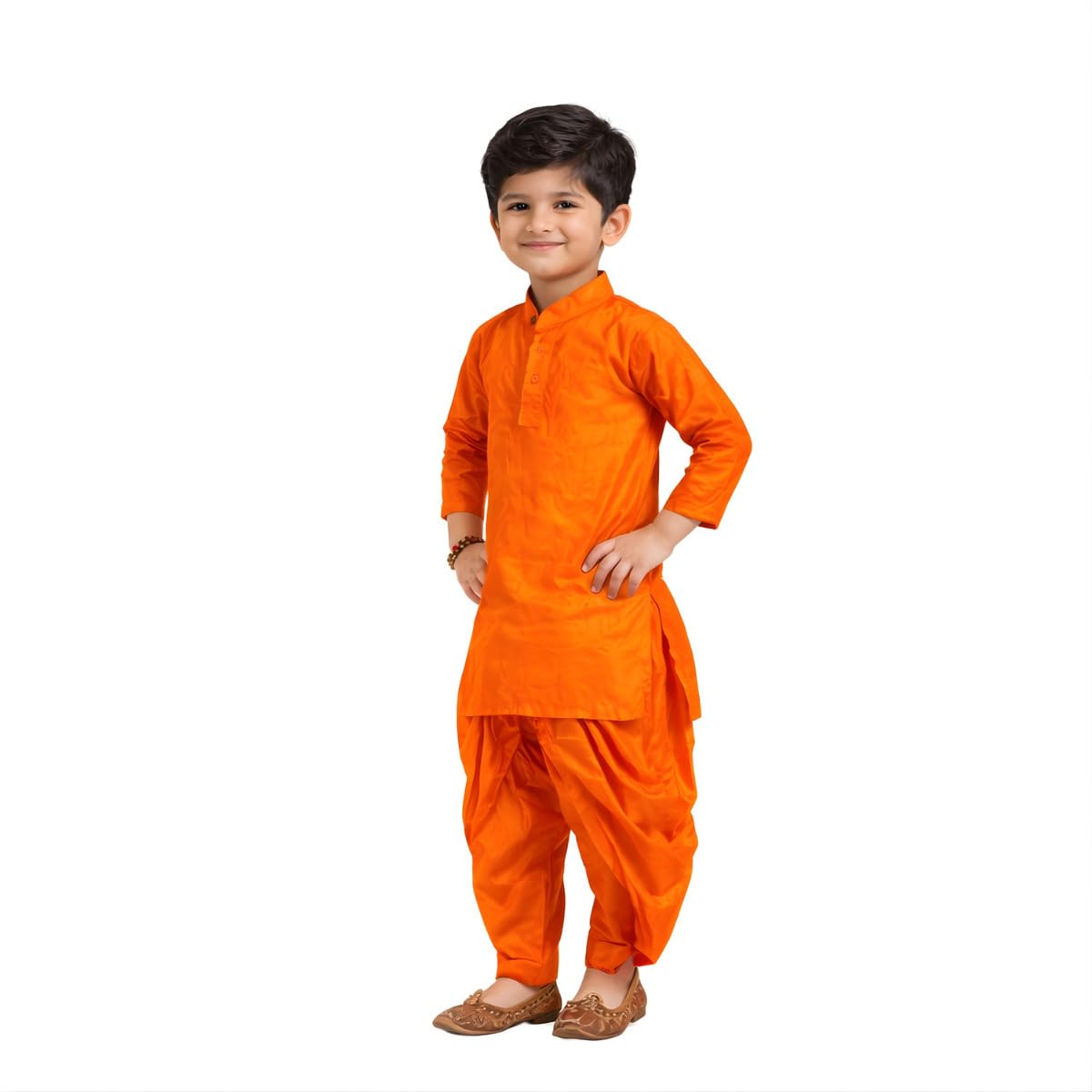 Boys Kurta Pajama Set Orange | Kids Ethnic Wear Dress for Wedding, Festival & Traditional Functions | Cotton Kurta Dhoti Style Pajama Outfit for Boys