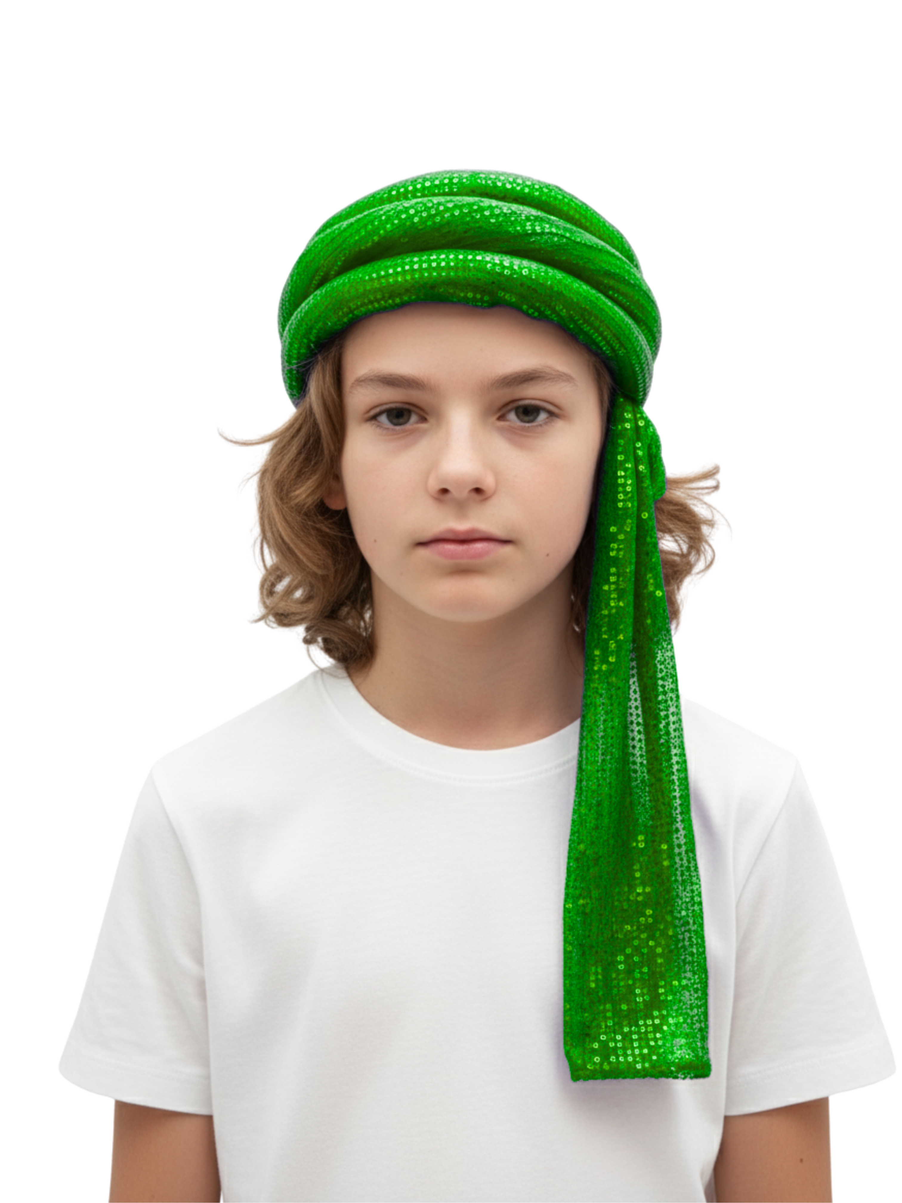 Arabian Sequin Turban for Men & Kids | Shiny Fancy Dress Headwear | Available in 6 Colors – Blue, Golden, Black, Pink, Red, Green
