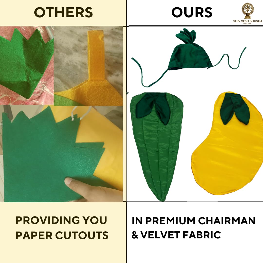 Ladyfinger (Bhindi) Costume for Kids –  Authentic ladyfinger body shape with Leaf Cap