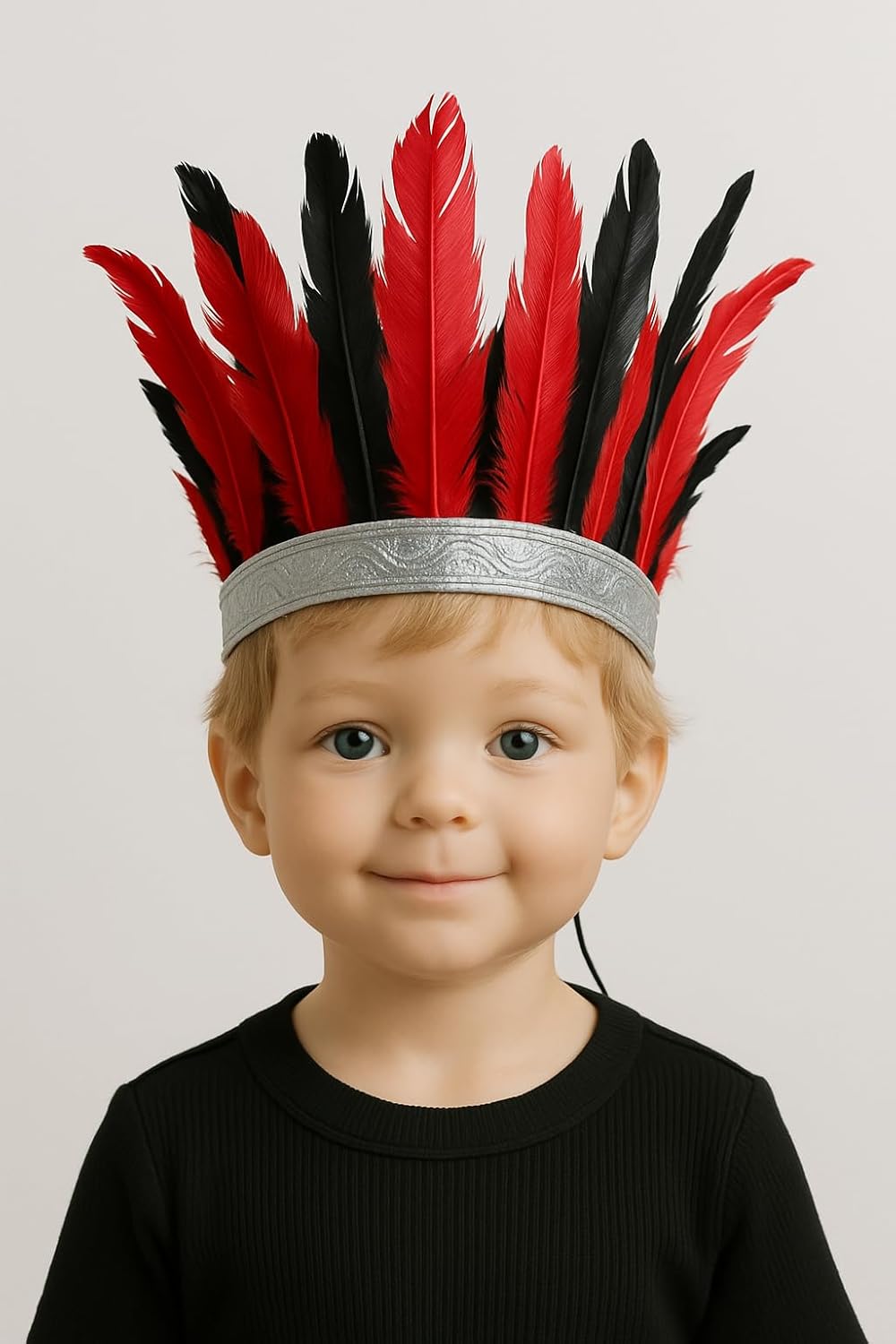 Native Style Feather Headdress, Red and Black feather,Tribal feather headgear Costume Accessory