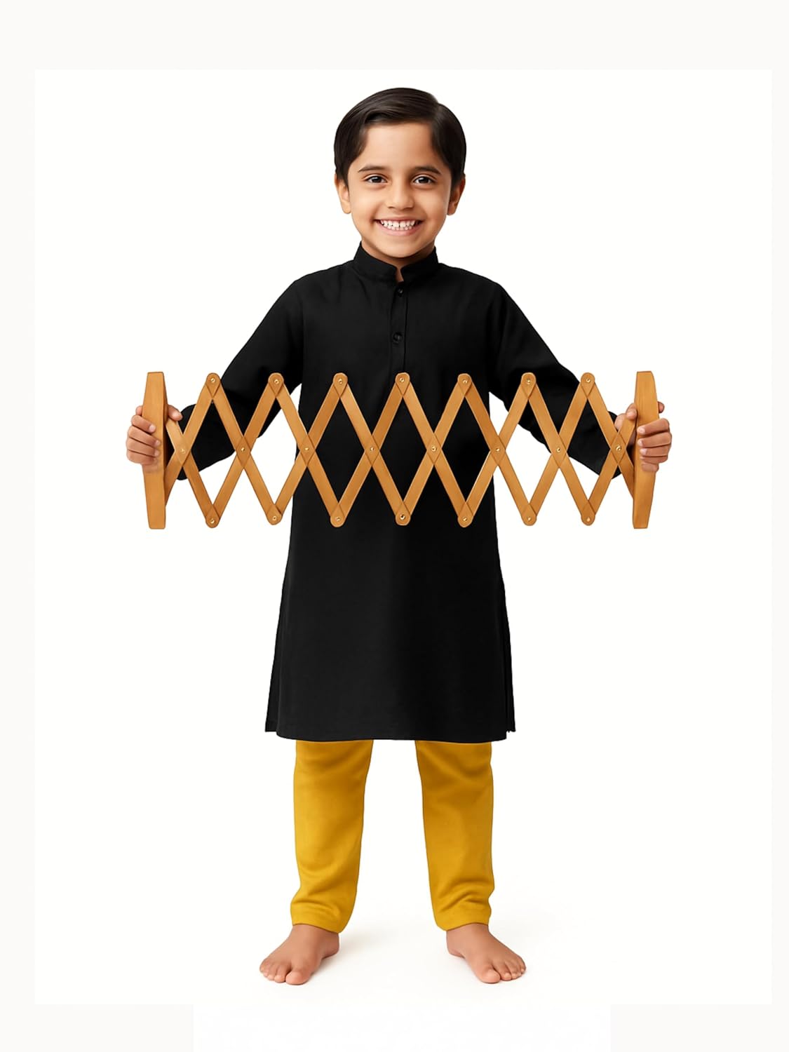 Punjabi Kaichi Wooden Expandable Toy for Kids | Traditional Punjabi Scissor Stretch kaichi | Foldable Pull & Expand Wooden Hand Toy