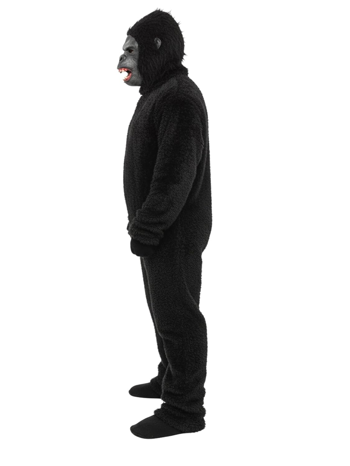 King kong/ Gorilla Costume, Black Furry Full Body Suit with Mask, Hands, Feet for Kids, Adults, Halloween, School Party