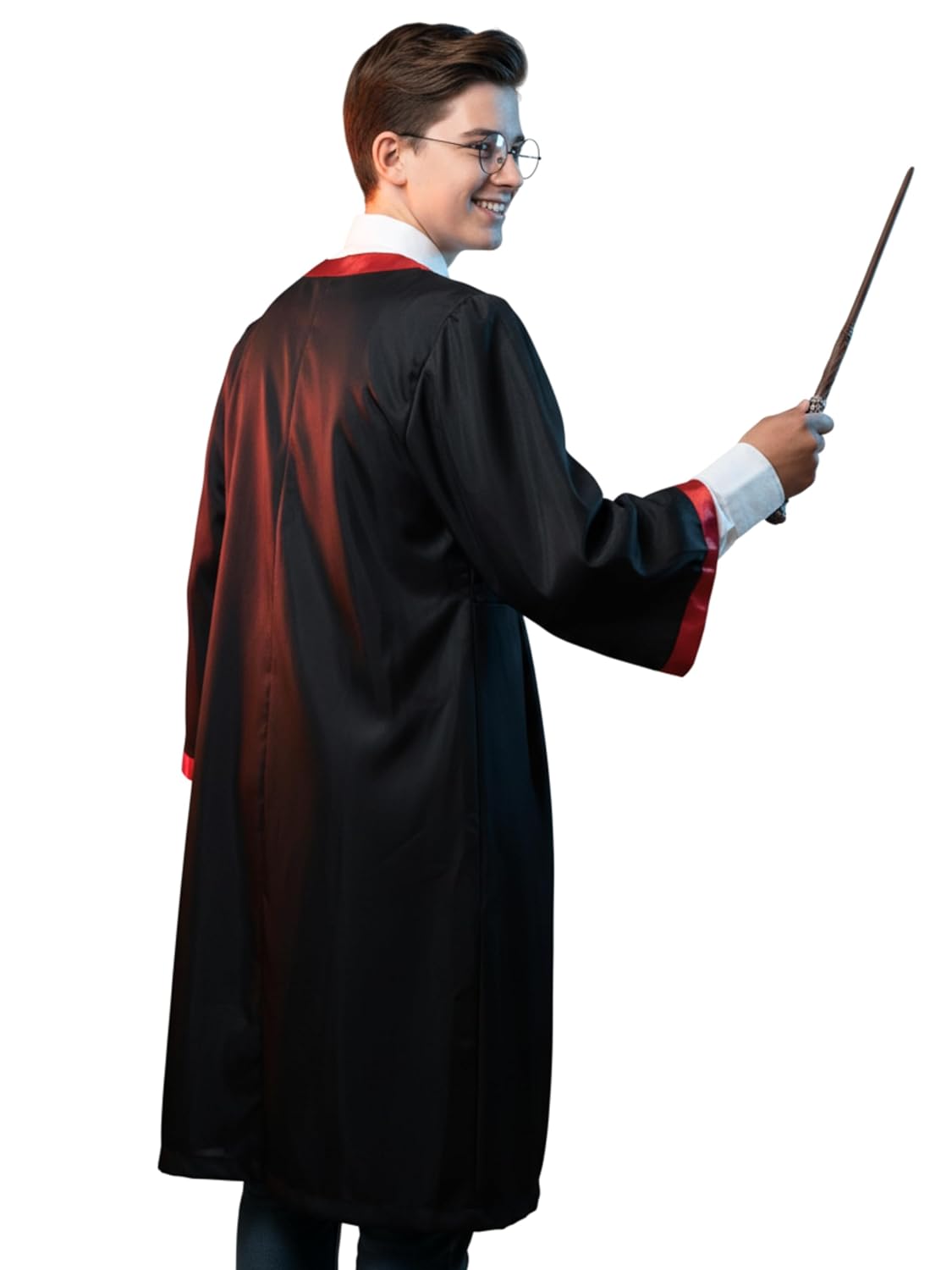 Harry Potter Costume Kit for Kids | Wizard Robe with Magic Wand & Round Glasses | Hogwarts Style Fancy Dress for Boys & Girls | Halloween, Cosplay & Theme Party Outfit