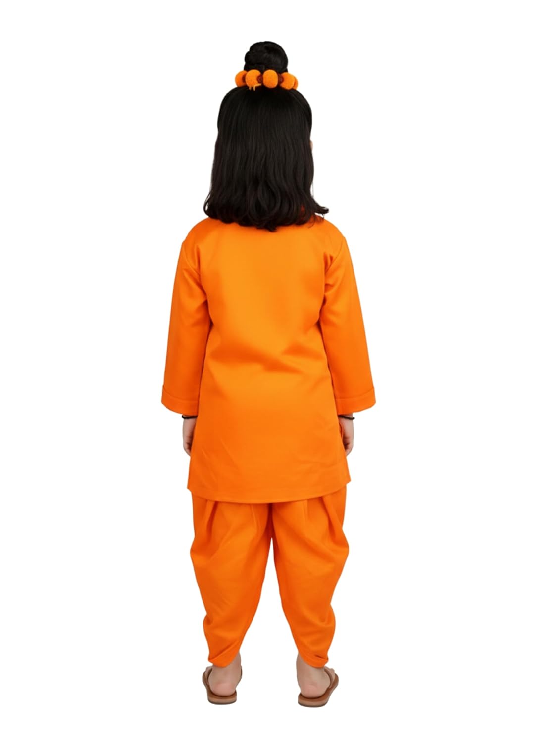 Lord Ram Ji Vanvasi Costume for Kids, Complete Ramayan Character Set with Saffron Dhoti, Kurta, Rudraksha Mala, Earrings, Bracelets & dhanush.