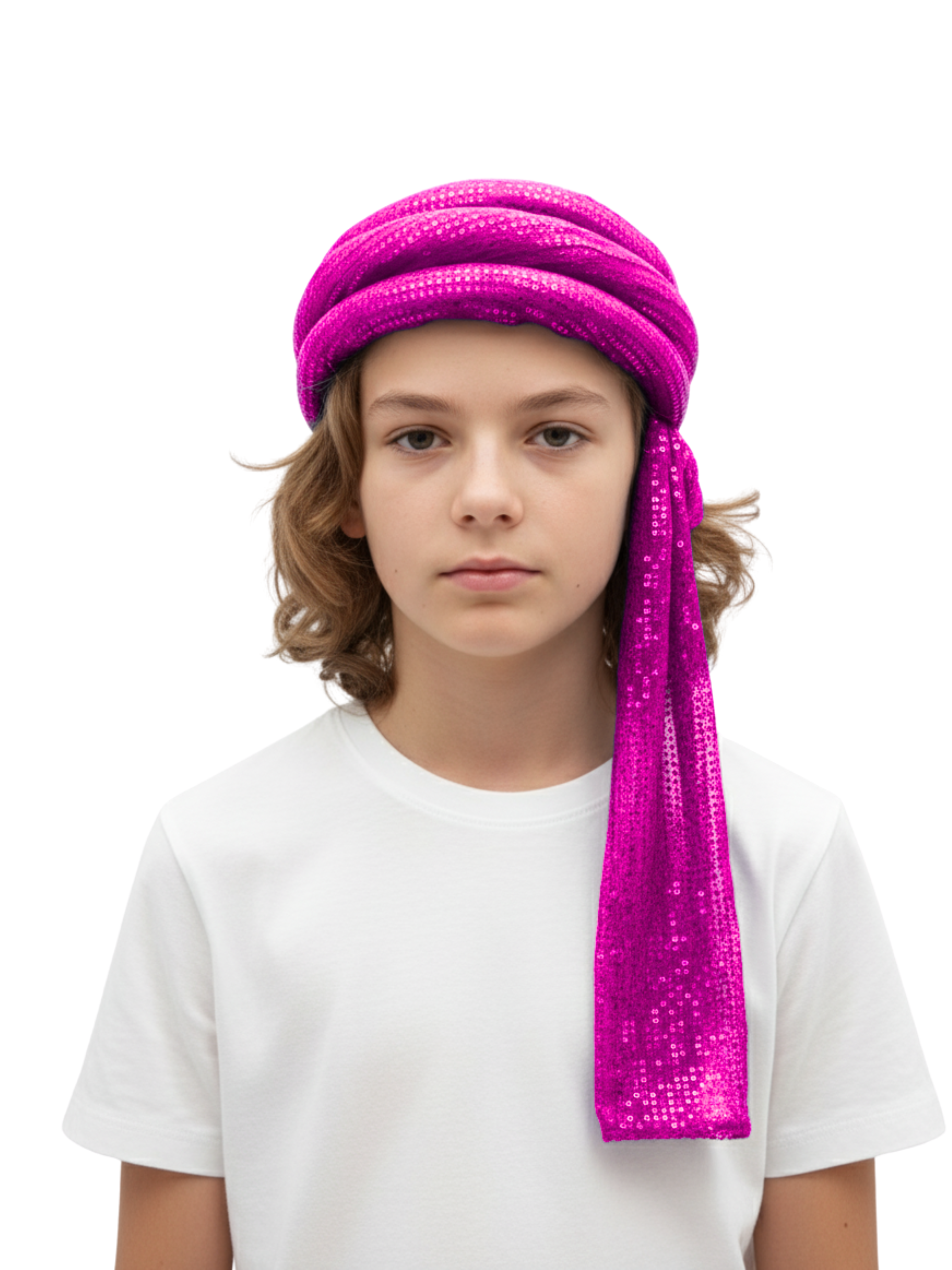 Arabian Sequin Turban for Men & Kids | Shiny Fancy Dress Headwear | Available in 6 Colors – Blue, Golden, Black, Pink, Red, Green