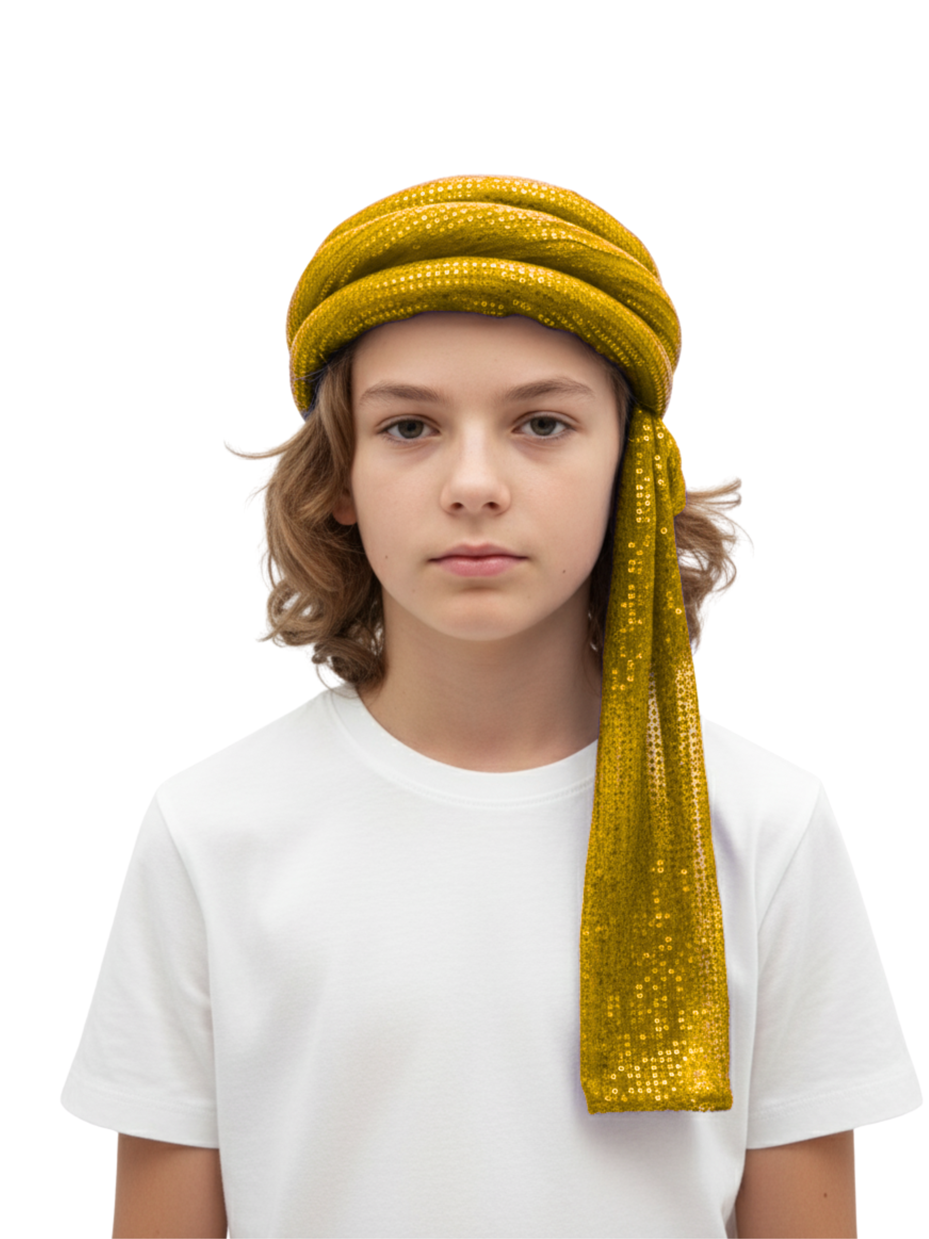 Arabian Sequin Turban for Men & Kids | Shiny Fancy Dress Headwear | Available in 6 Colors – Blue, Golden, Black, Pink, Red, Green