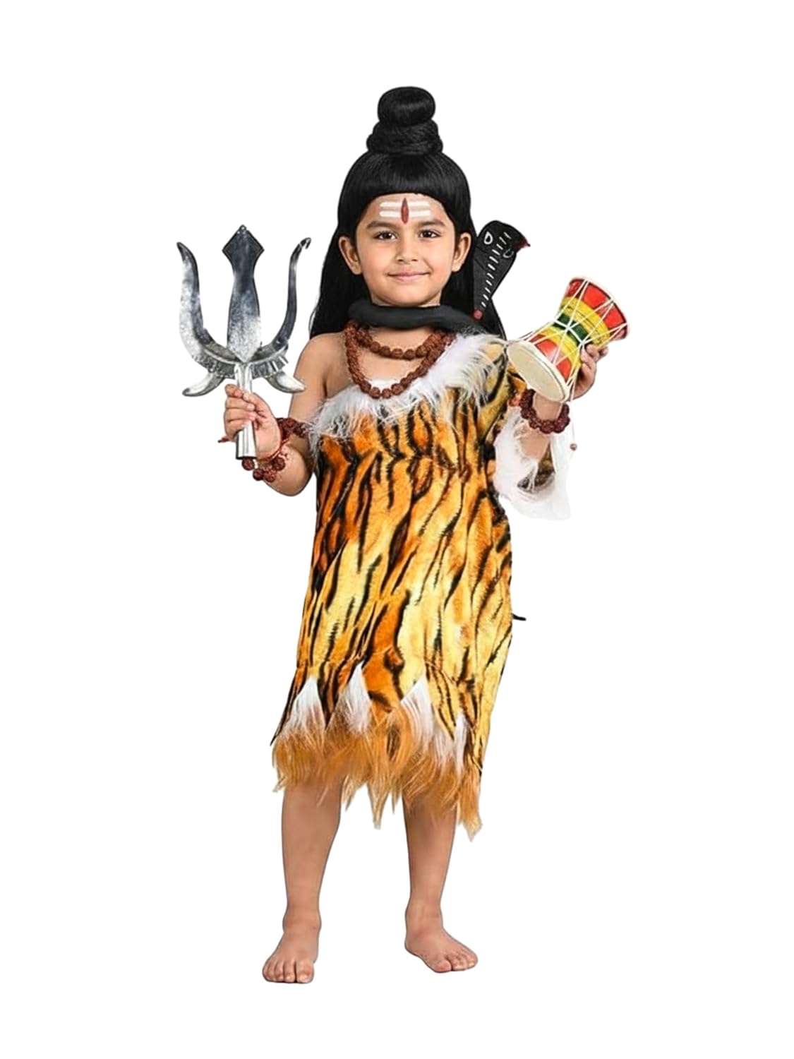 Shivji/Lord Shiva Costume for Kids | Mahadev Fancy Dress for Boys & Girls | Shiv Shankar Mythological Dress with Trishul, Damru, Jata wig & Rudraksha Mala