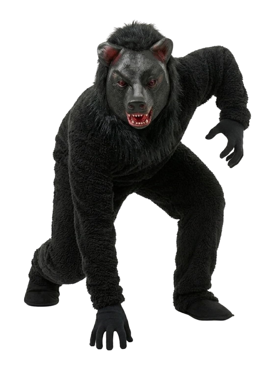 Premium Fur Black Bear Mascot Costume, Full Body Soft Plush Animal Costume with Realistic Mask, Jungle Theme for Kids & Adults, Halloween & Stage Show Outfit