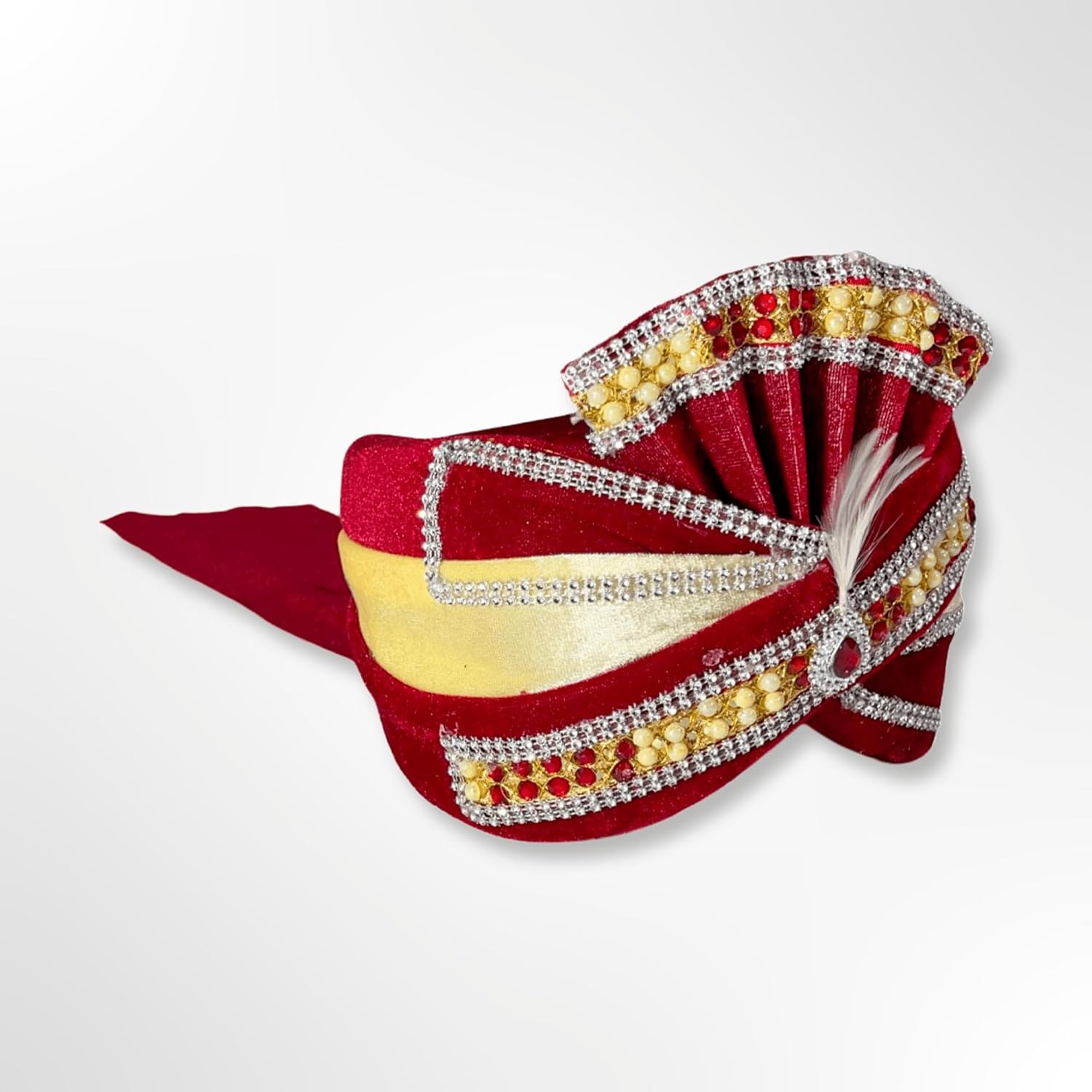 Mahroon Embroidered Safa for Men's Wedding, Red and Gold Wedding safa, Authentic Premium safa