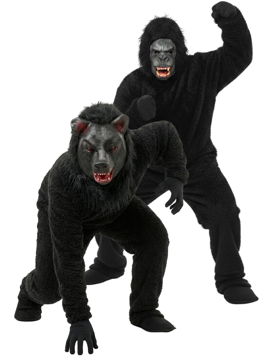Bear & Gorilla Mascot Costume for Adults – Premium Fur Animal Costume Set for Halloween, Cosplay, Jungle Theme Party (Full Body Costume with Mask)