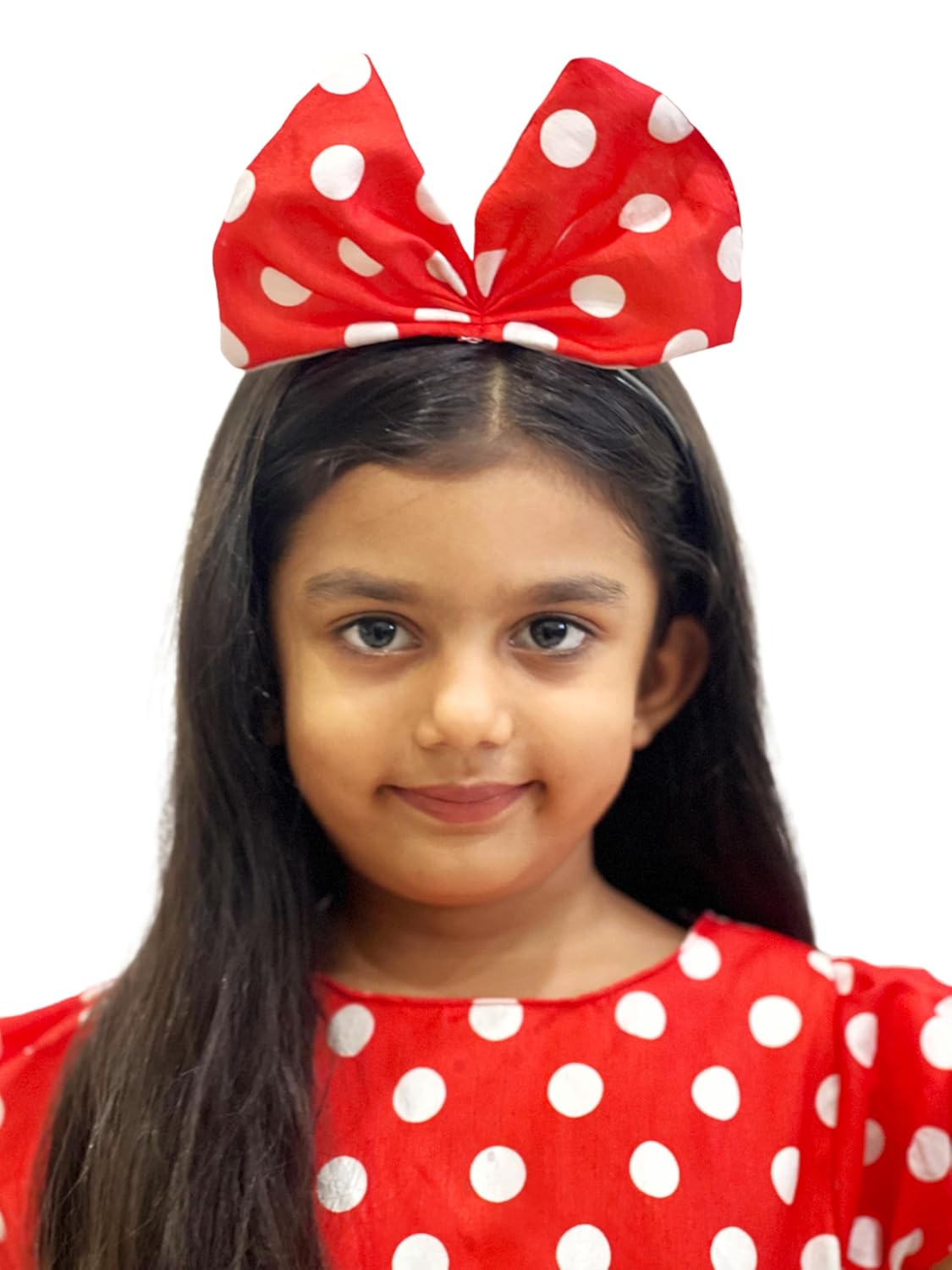 Minnie Mouse Costume Dress for Girls | Red Polka Dot Fancy Dress with Headband
